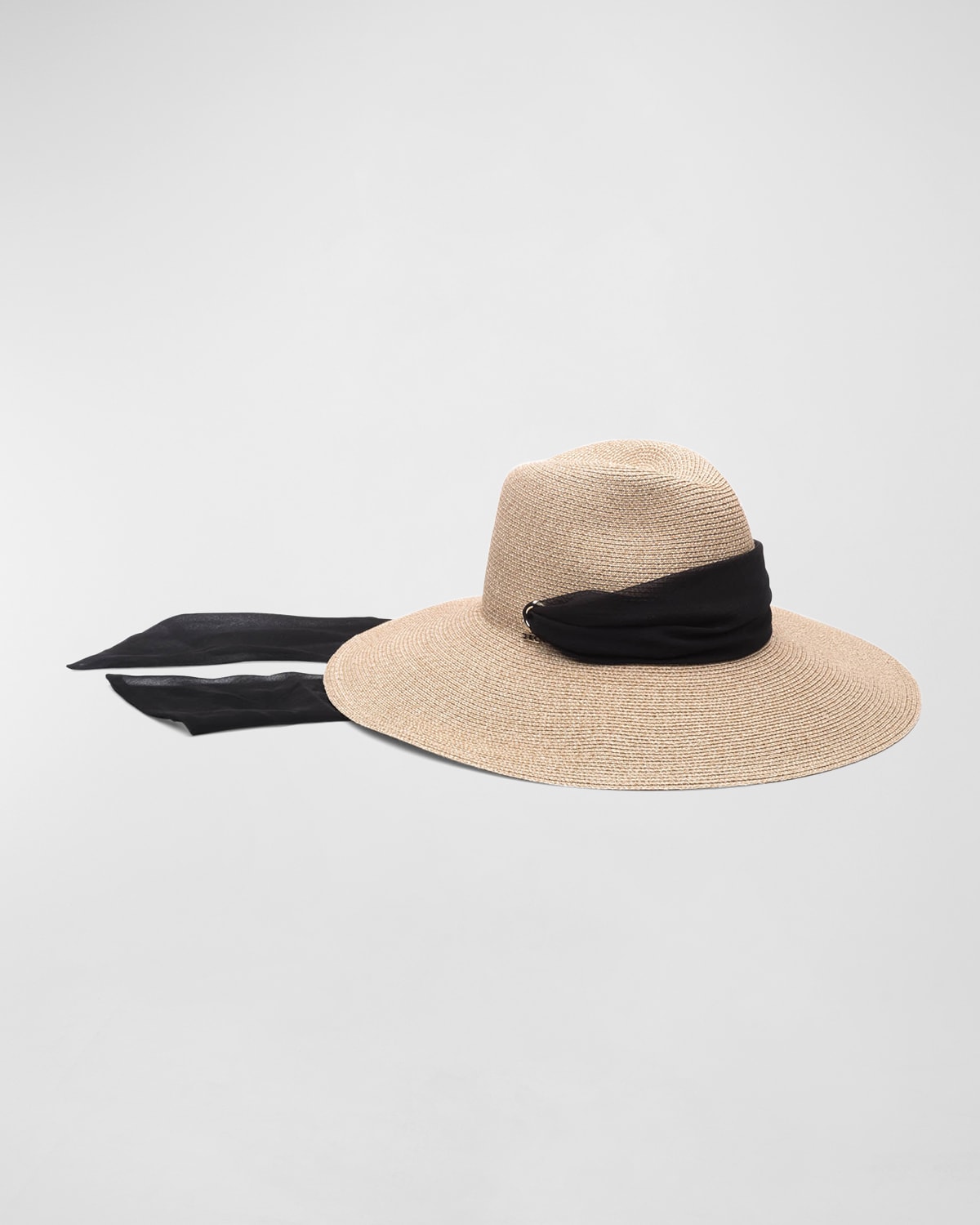 Eugenia Kim 'cassidy' Ribbon High Top Hemp Straw Fedora Hat In Sand