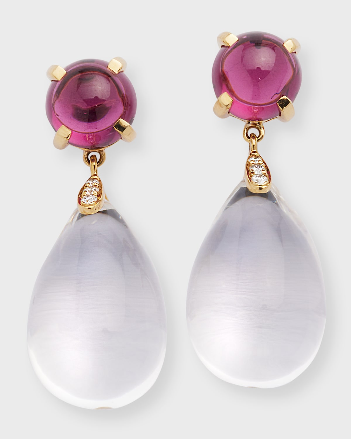 Goshwara Naughty Garnet and Rock Crystal Drop Earrings