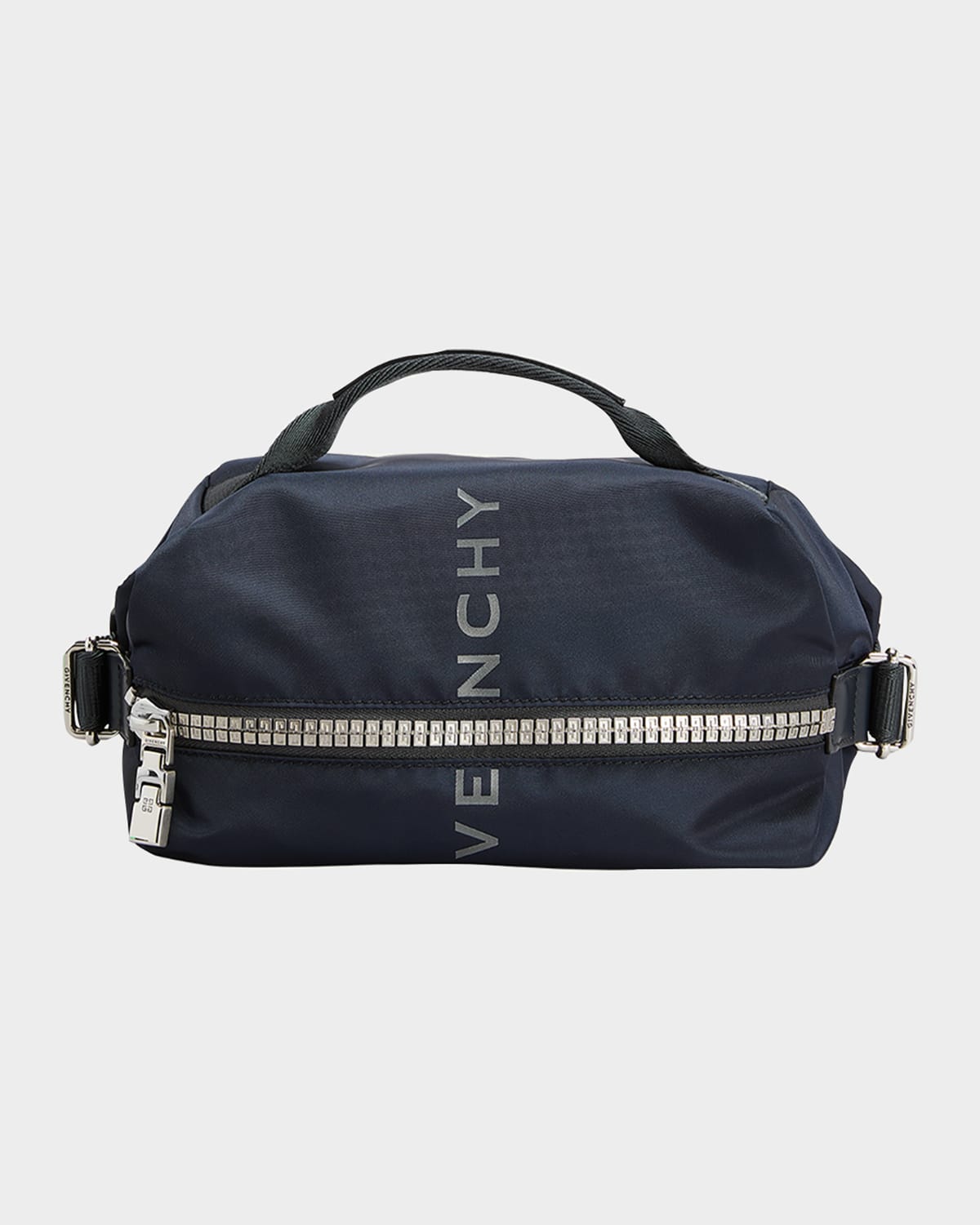 Givenchy Men's G-zip Bumbag 4g Nylon Belt Bag In Light Grey