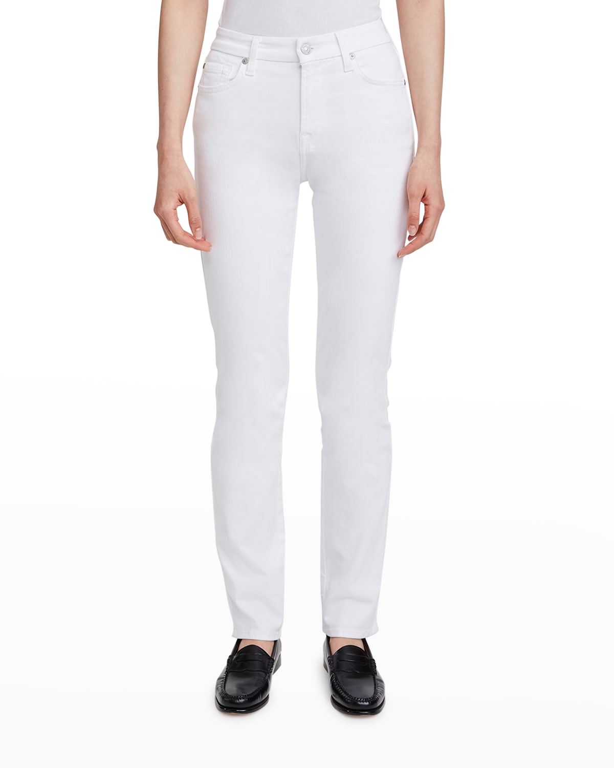 Shop 7 For All Mankind Kimmie Straight Skinny Stretch Jeans In Luxe White