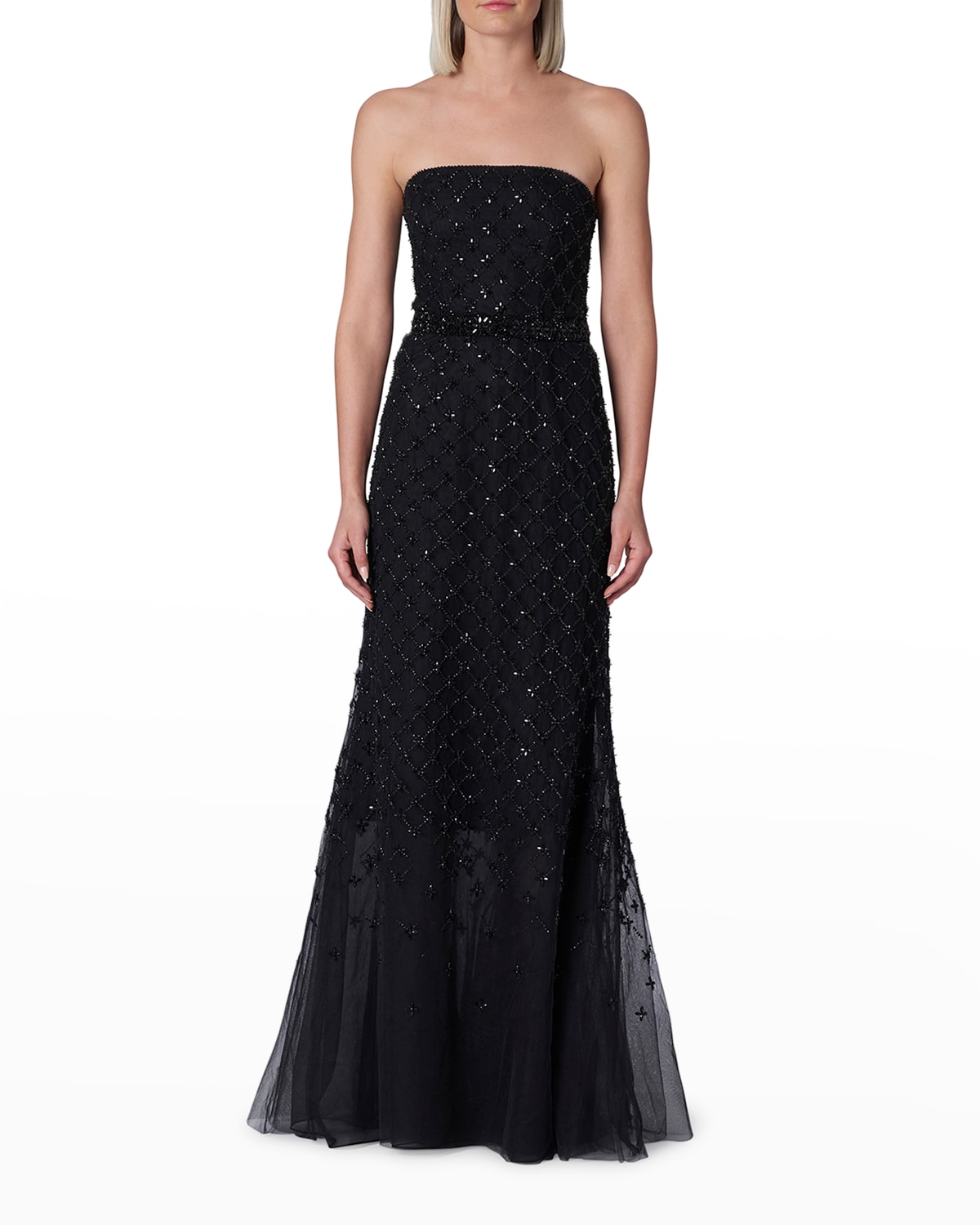 Beaded Strapless Column Gown