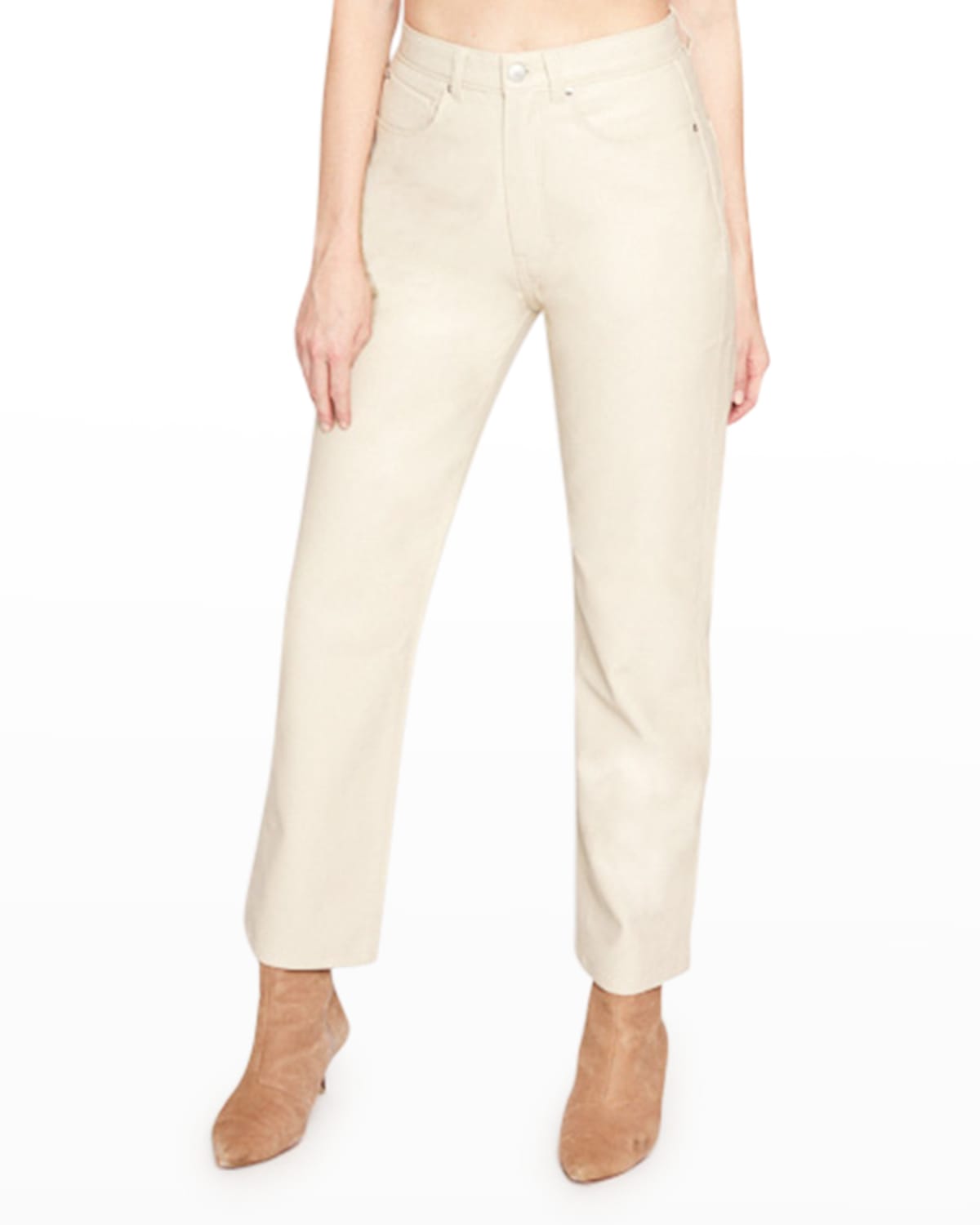 Faux Leather Straight Cropped Pants