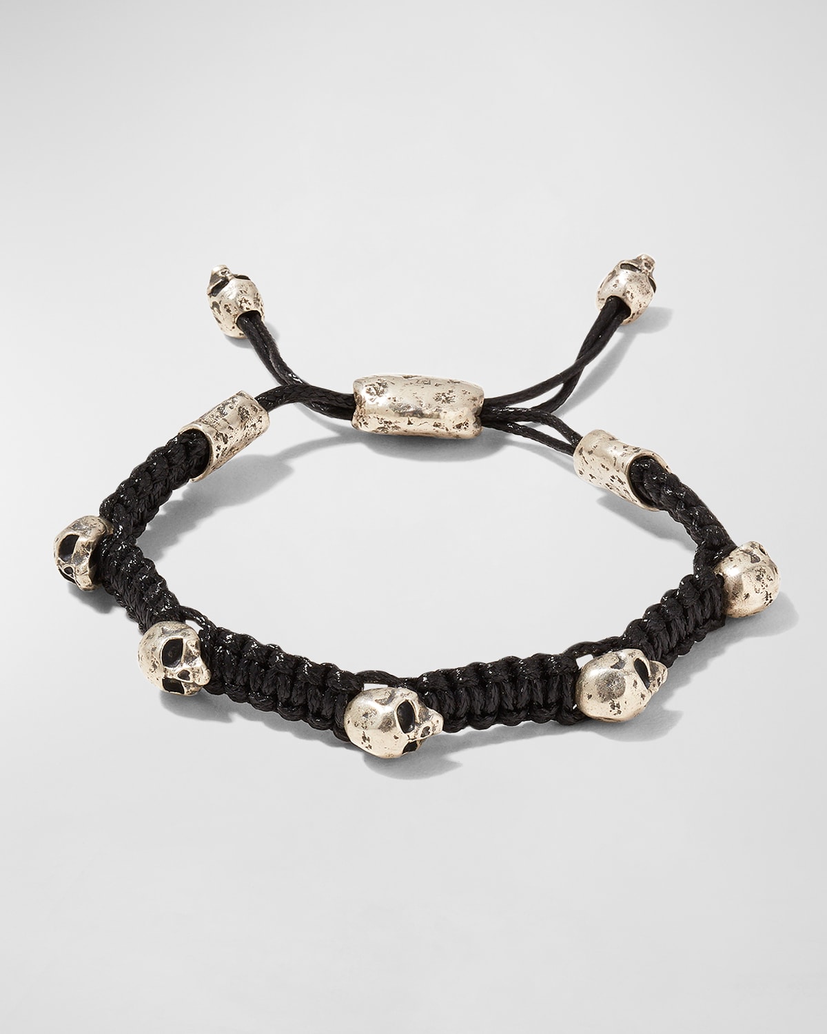 John Varvatos MULTI-BEAD SKULL BRACELET Silver Brass & Lava Beads