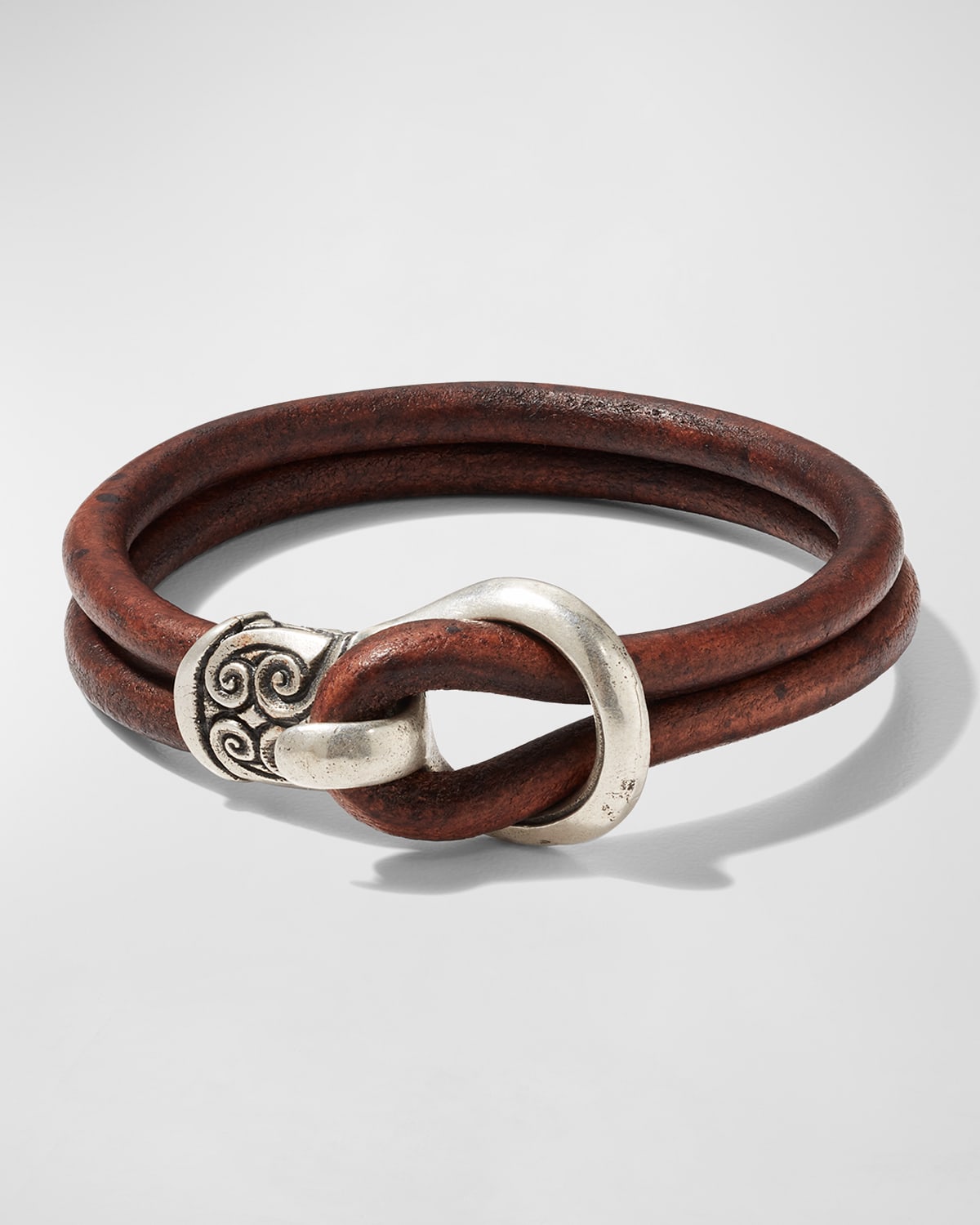 Men's Leather Double Strand Buckle Bracelet