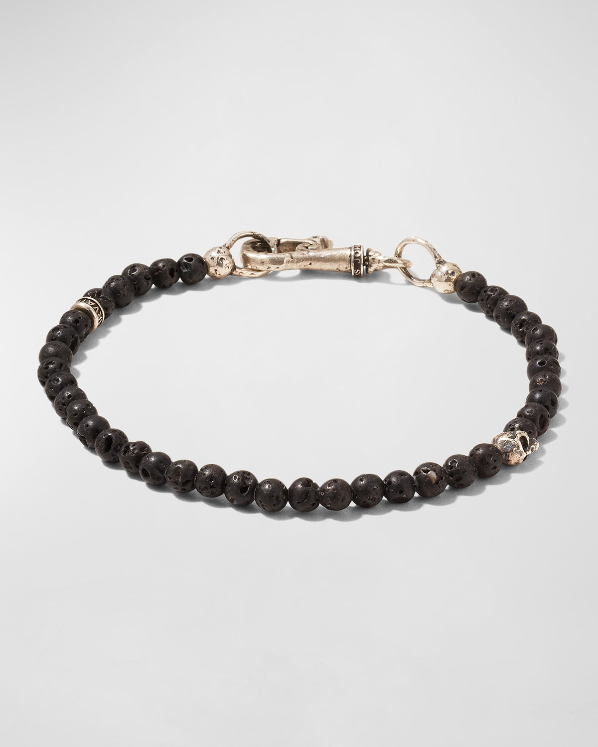 Men's Skull Lava Stone Beaded Bracelet