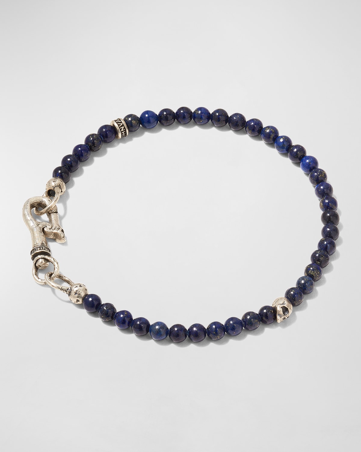 Men's Skull Lapis Beaded Bracelet