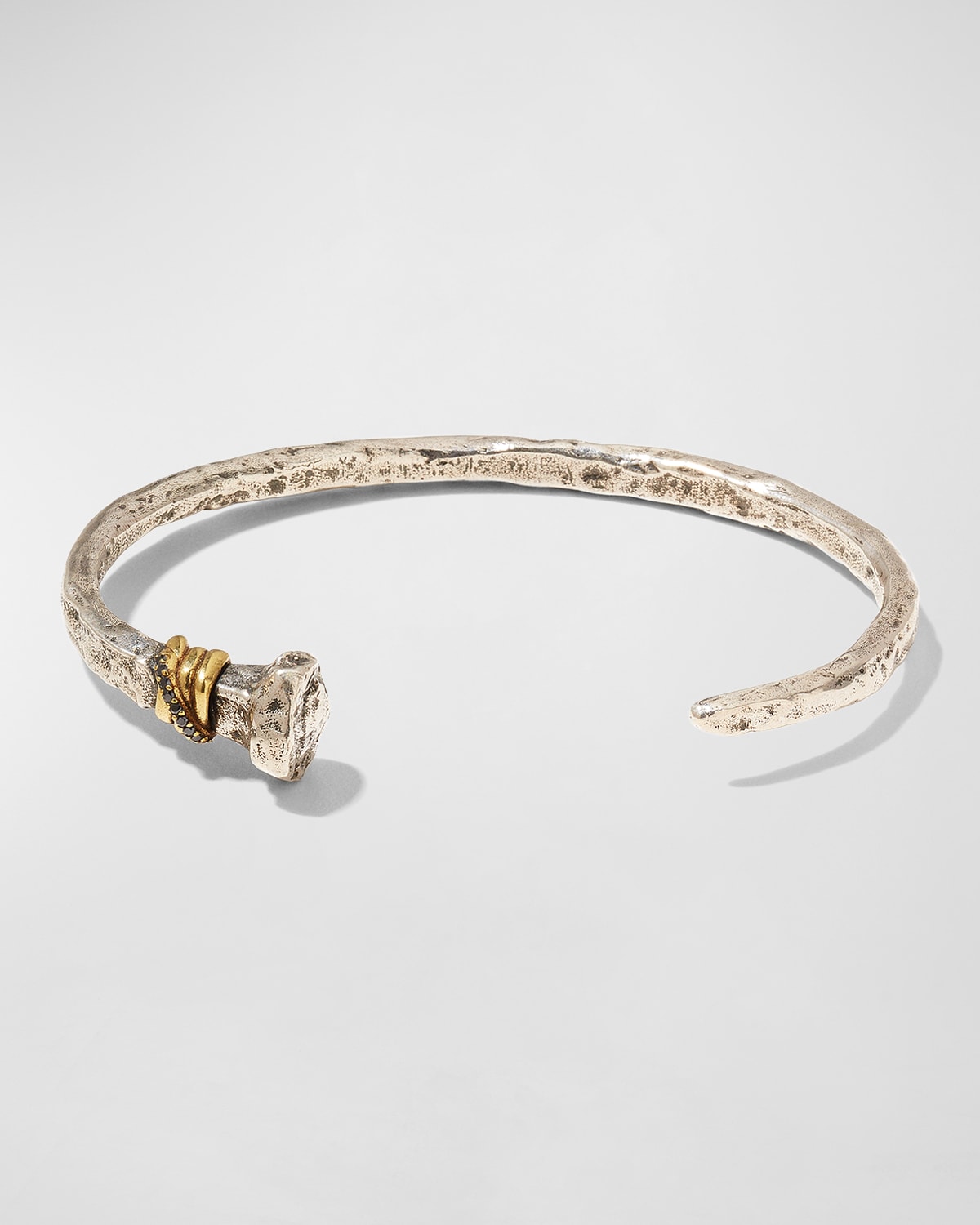 John Varvatos Men's Distressed Cuff Bracelet w/ Black Diamonds