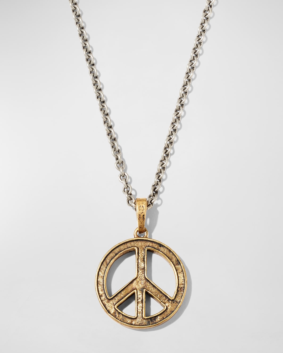 Men's Distressed Peace Sign Pendant Necklace