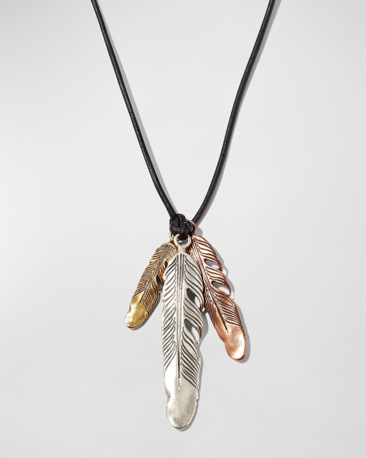 Men's Raven Tri-Color Feathers Pendant Necklace