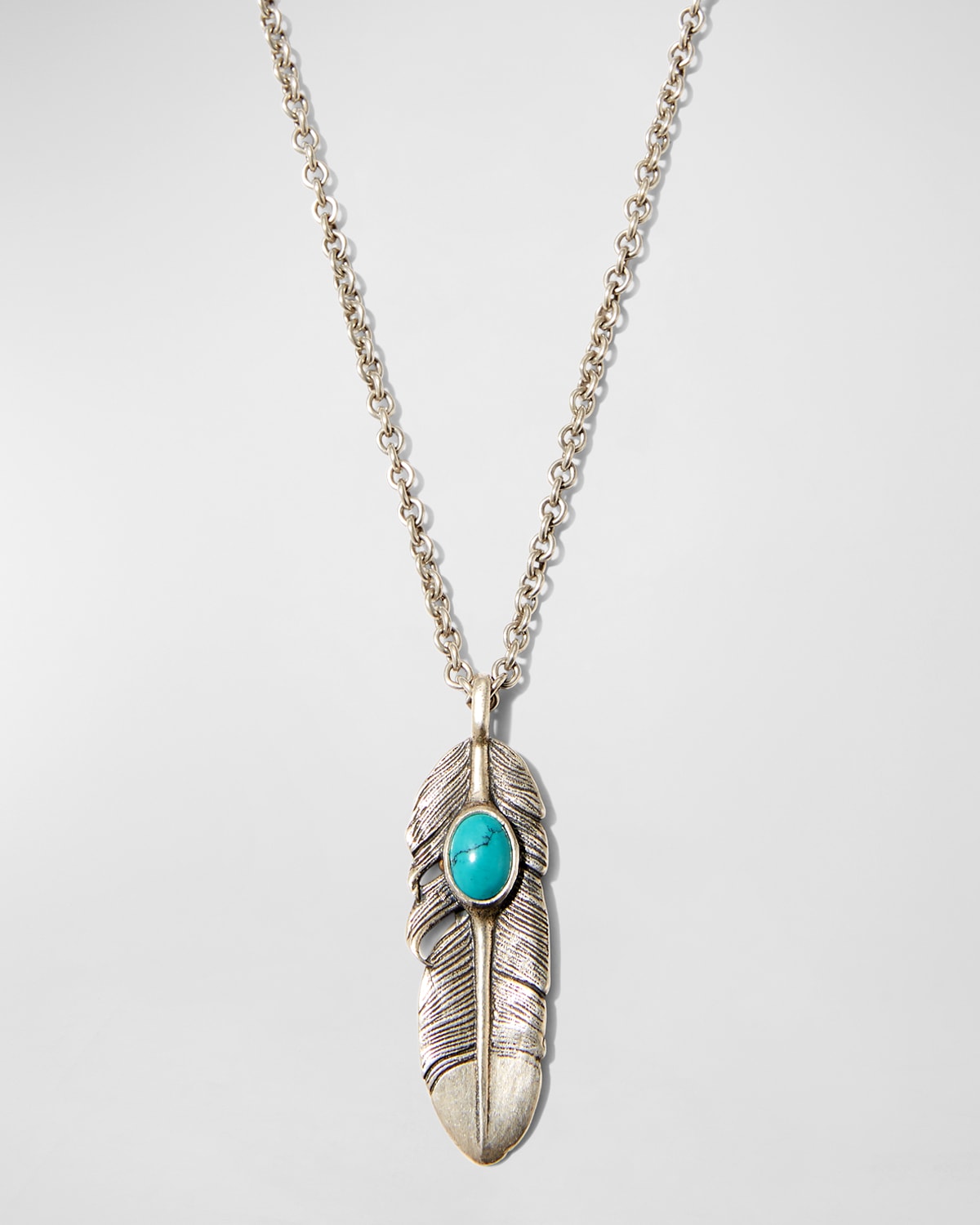 Men's Raven Turquoise Feather Pendant Necklace