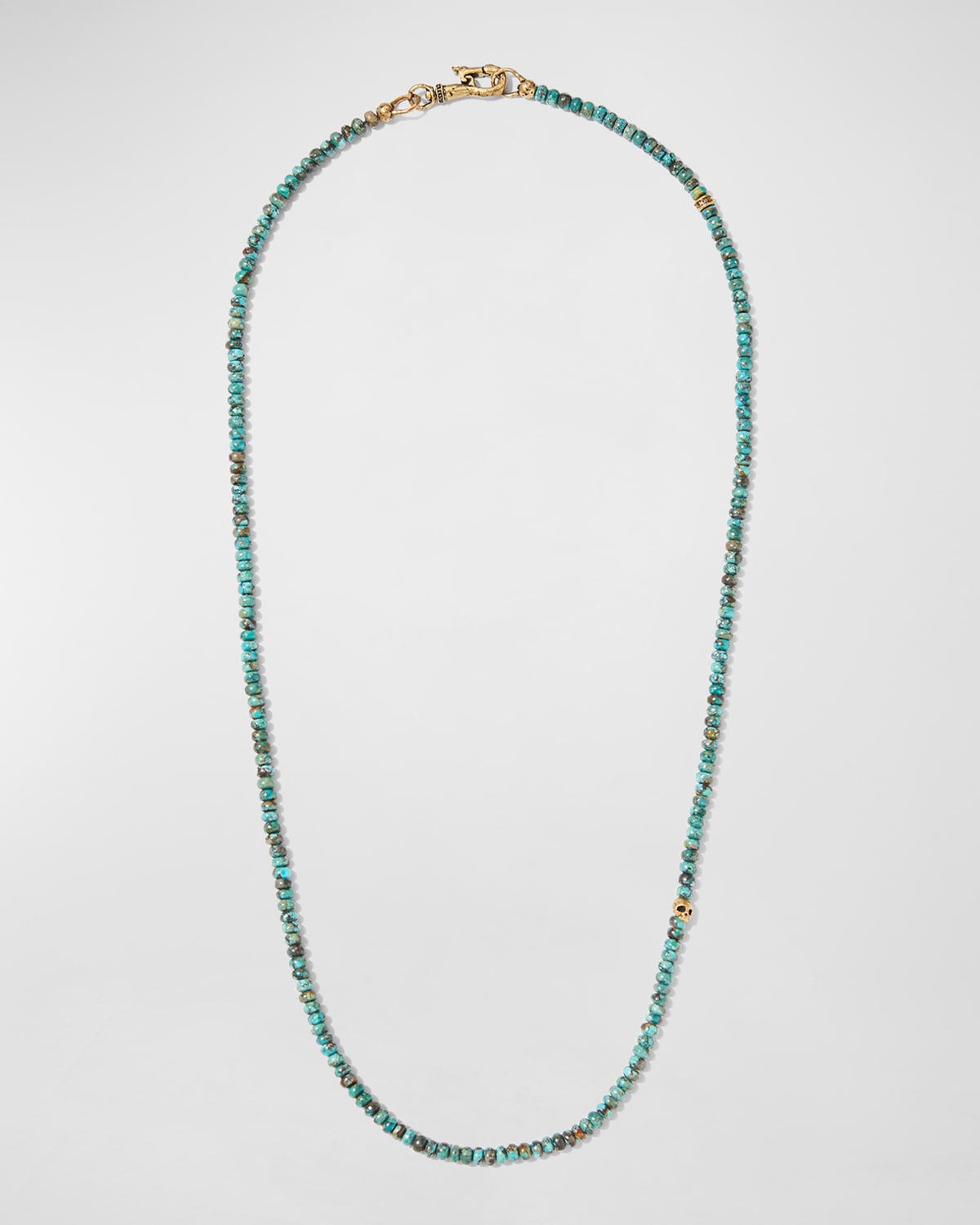 Men's Skull Turquoise Beaded Necklace, 24"L
