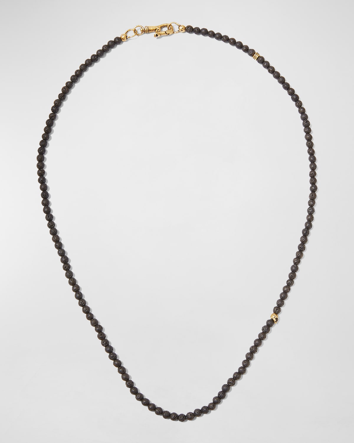Men's Skull Lava Beaded Necklace, 24"L