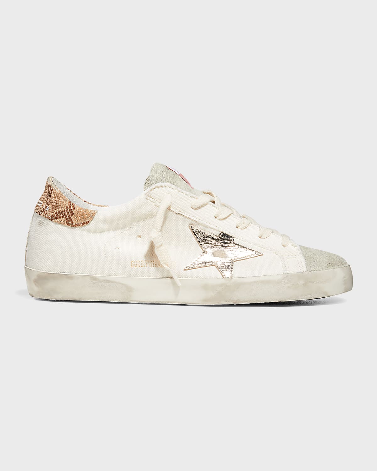 Golden Goose Superstar Canvas Mixed Leather Sneakers In Cream