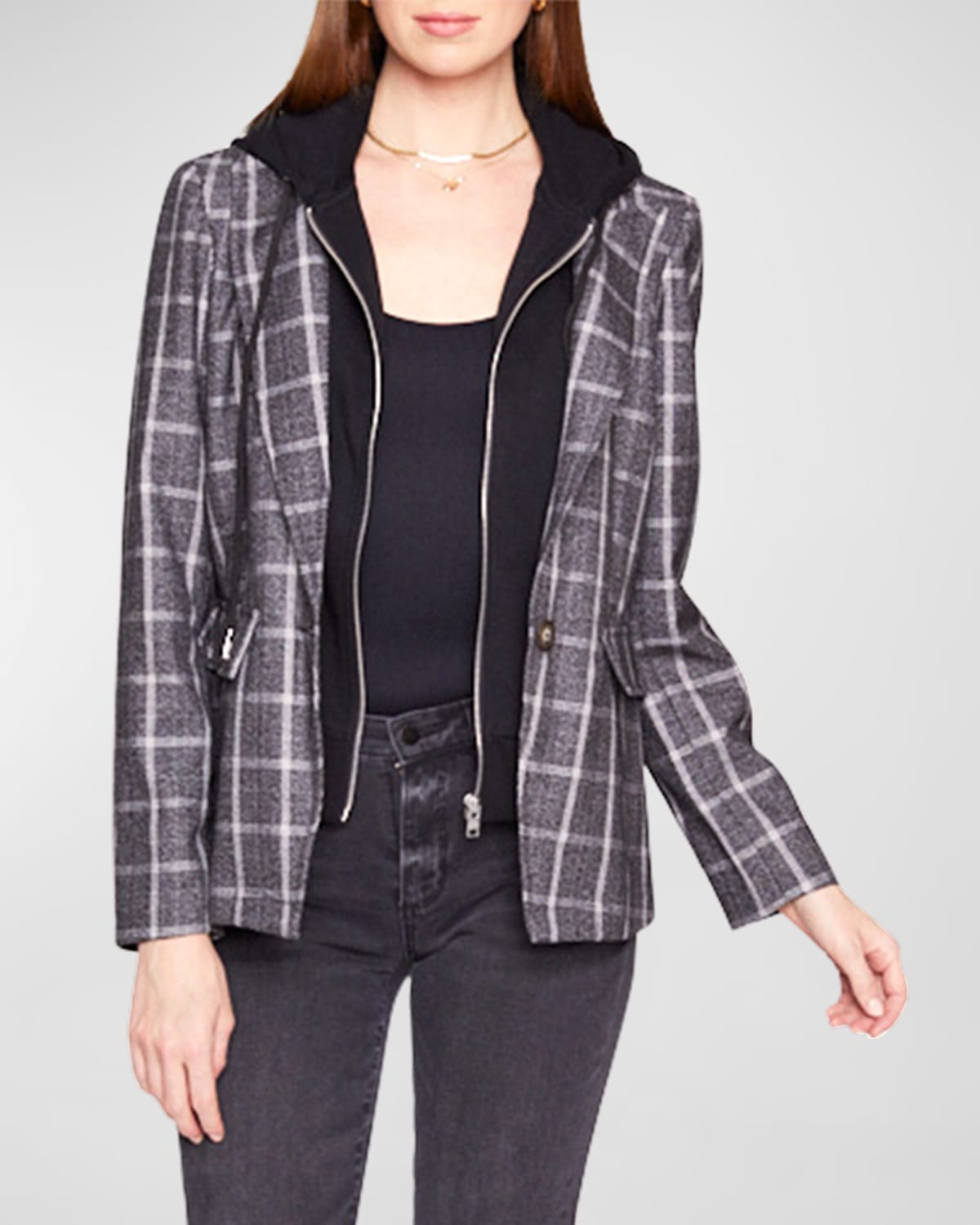 Blue Revival Helen Blazer With Removable Hooded Insert In Charcoal/black