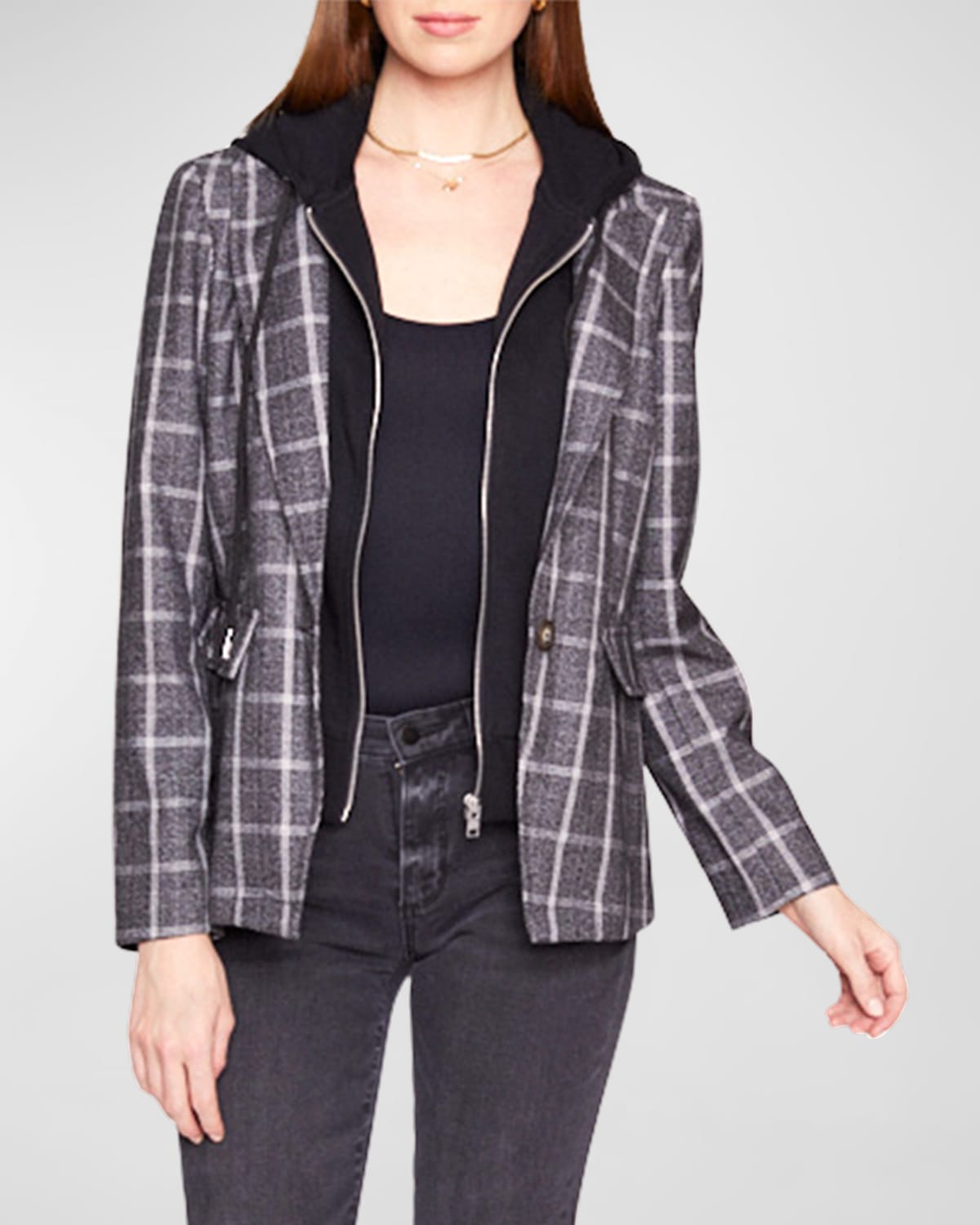 Shop Blue Revival Helen Blazer With Removable Hooded Insert In Charcoal/black