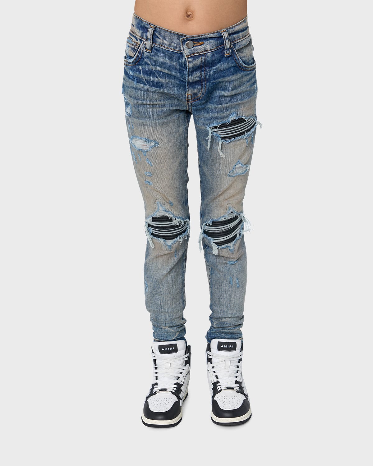 Kid's MX1 Distressed Denim Jeans, Size 4-12