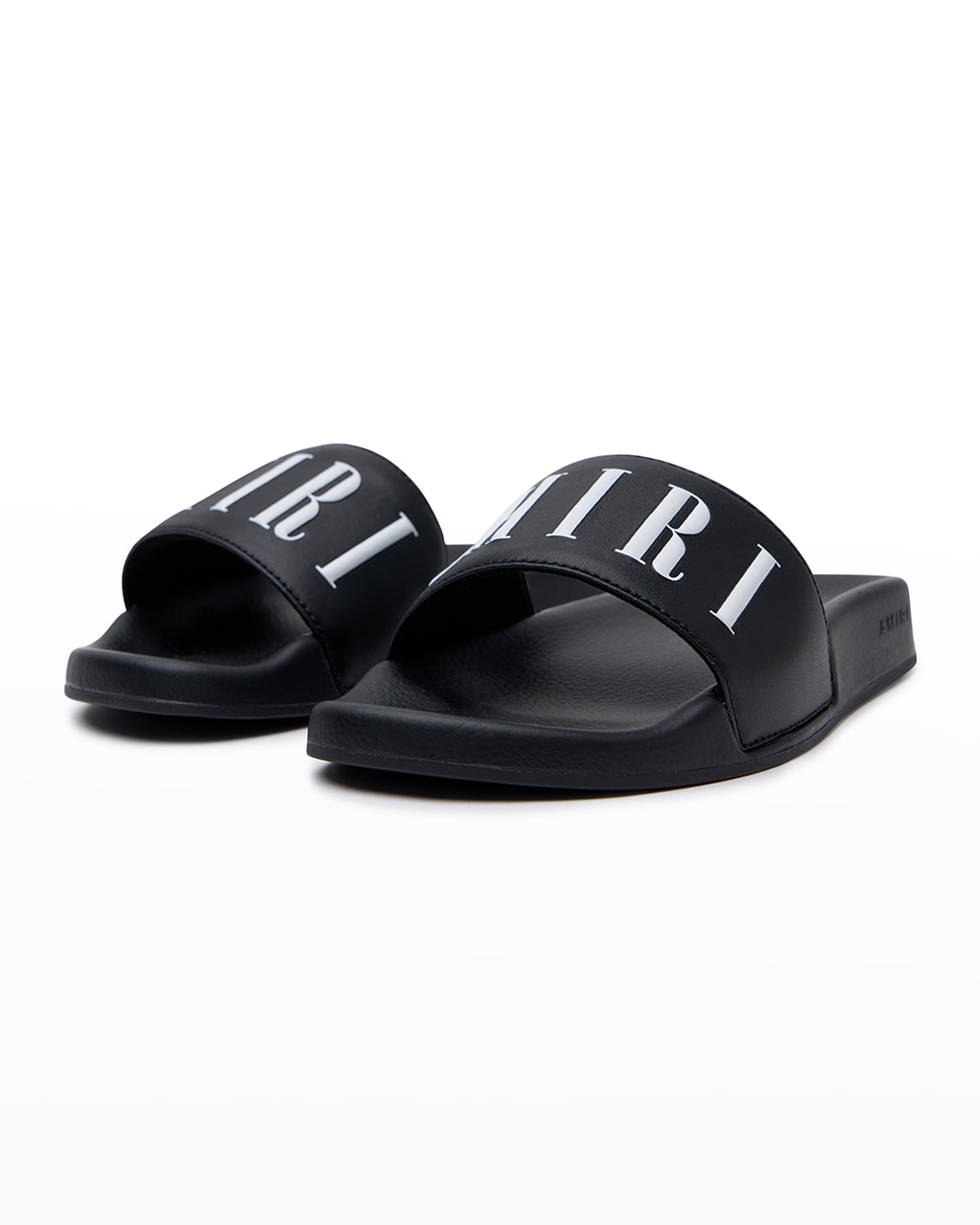 Amiri Kids' Logo Print Rubber Slide Sandals In Black/white