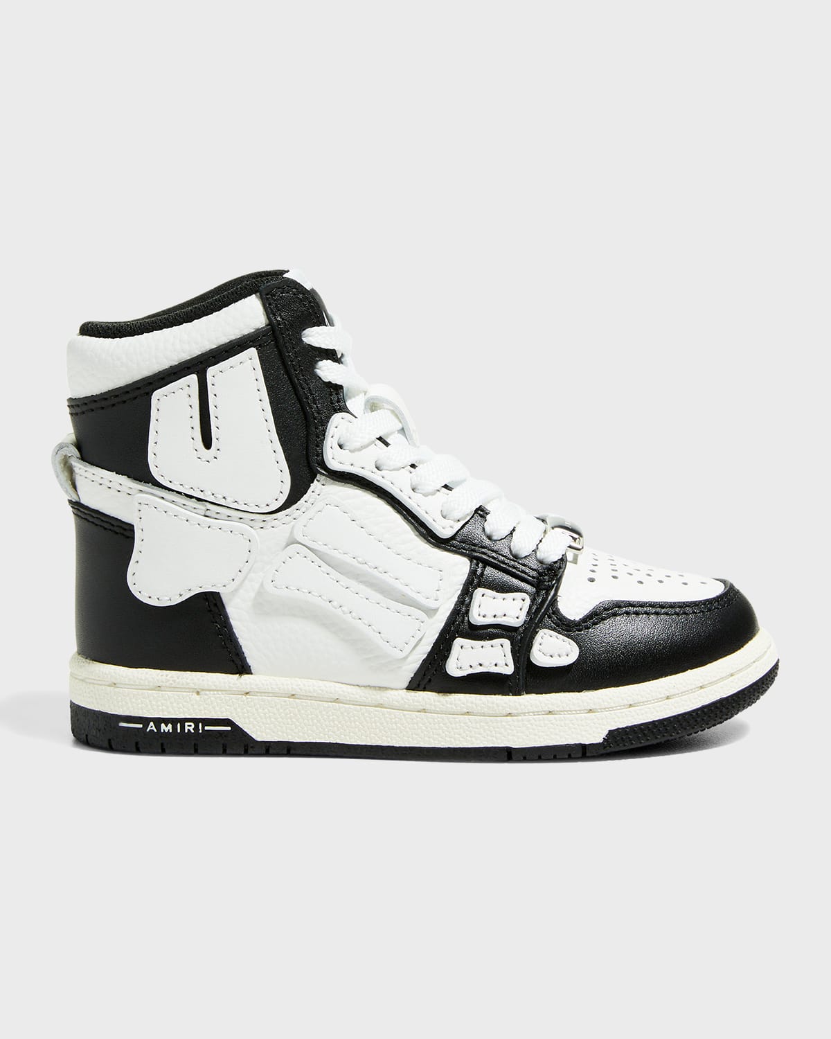Amiri Skeleton Leather High-top Sneakers In Black White