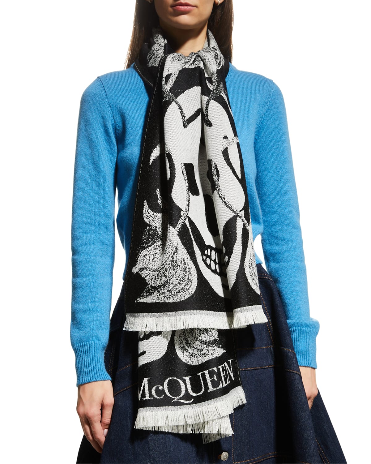 ALEXANDER MCQUEEN - Biker Skull Wool Scarf