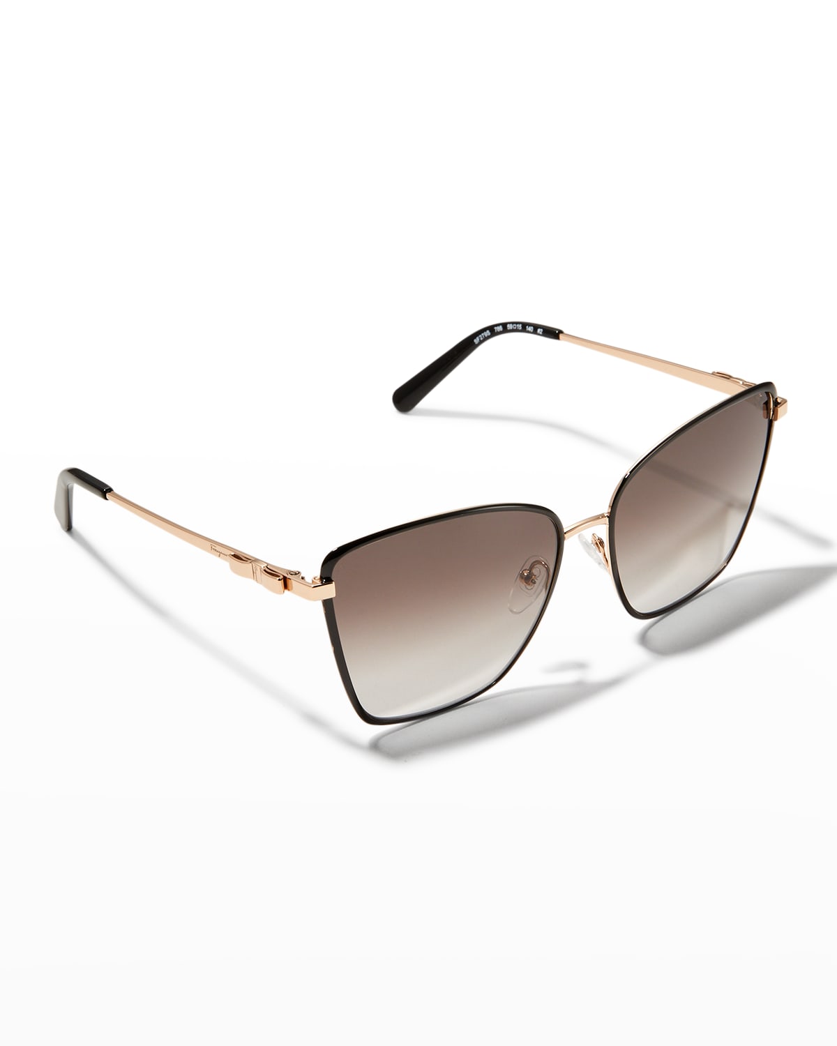 Ferragamo Vara 59mm Rectangular Sunglasses In Rose Gold/black