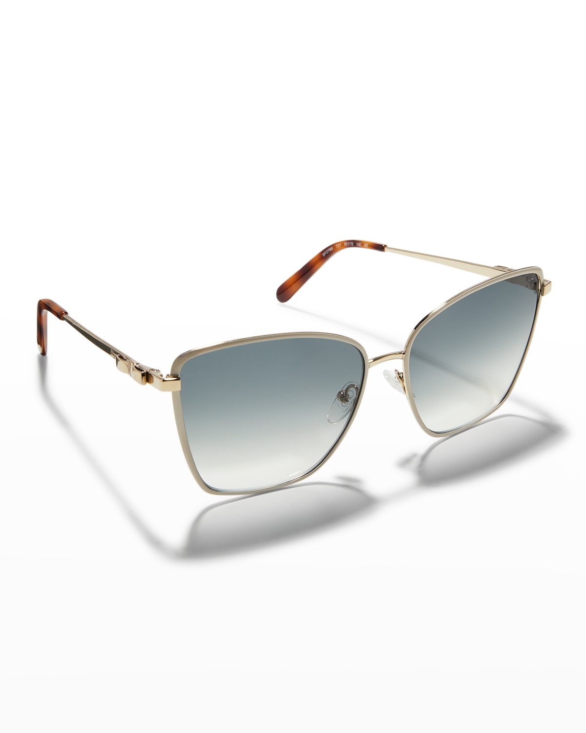 Ferragamo Vara Bow Metal Butterfly Sunglasses In Goldivory