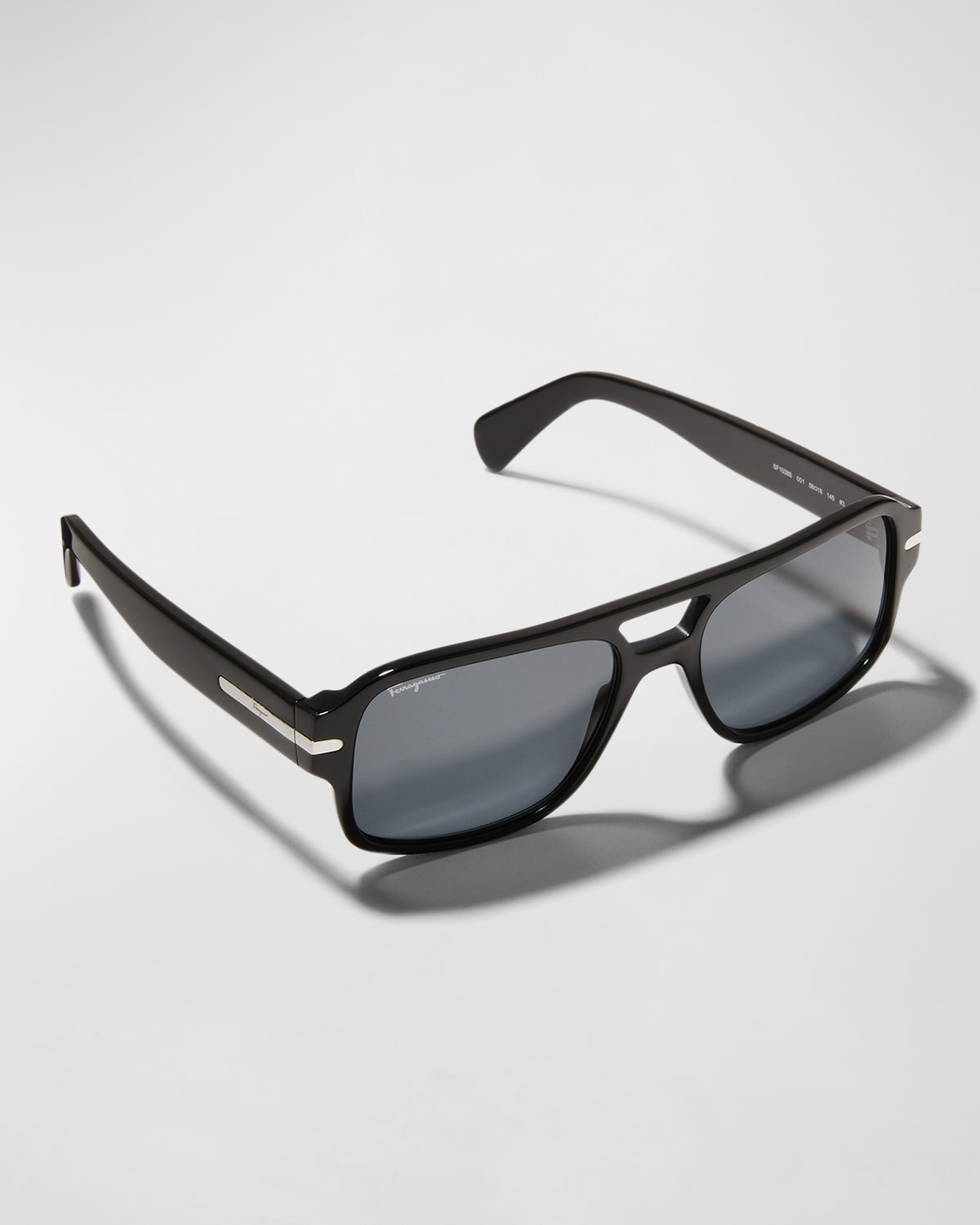Men's Double Bridge Logo Navigator Aviator Sunglasses
