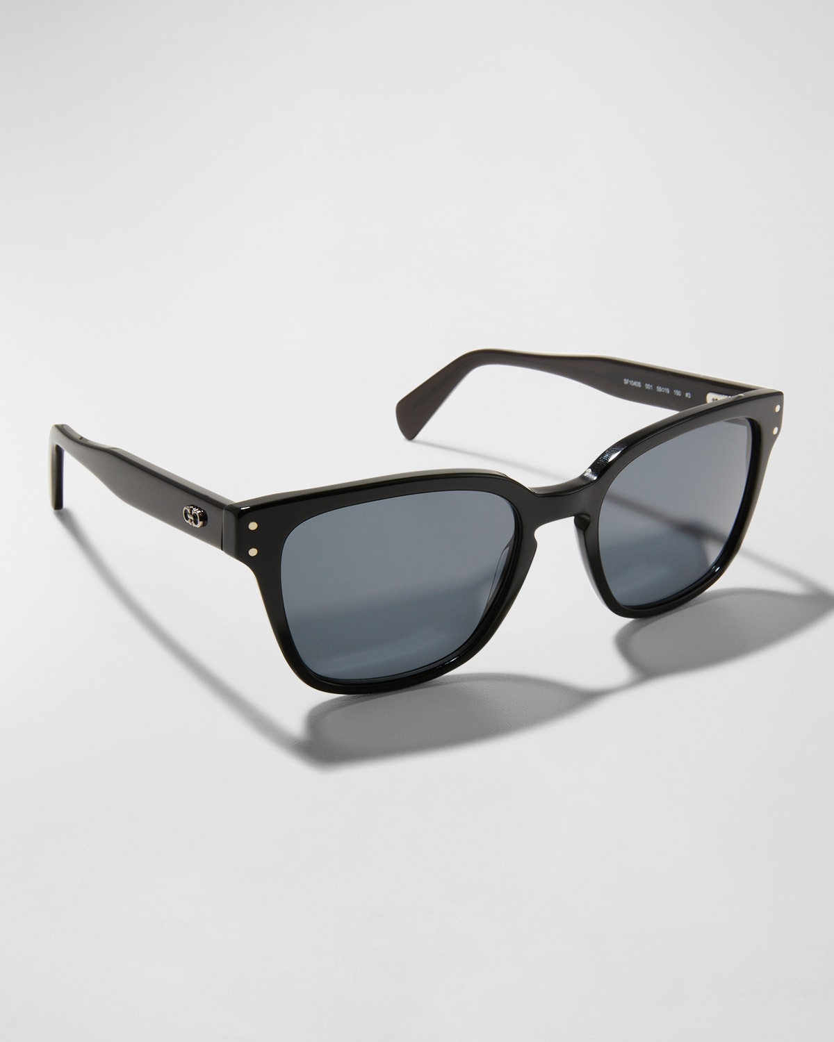 Ferragamo Men's Double Gancini Square Sunglasses In Black