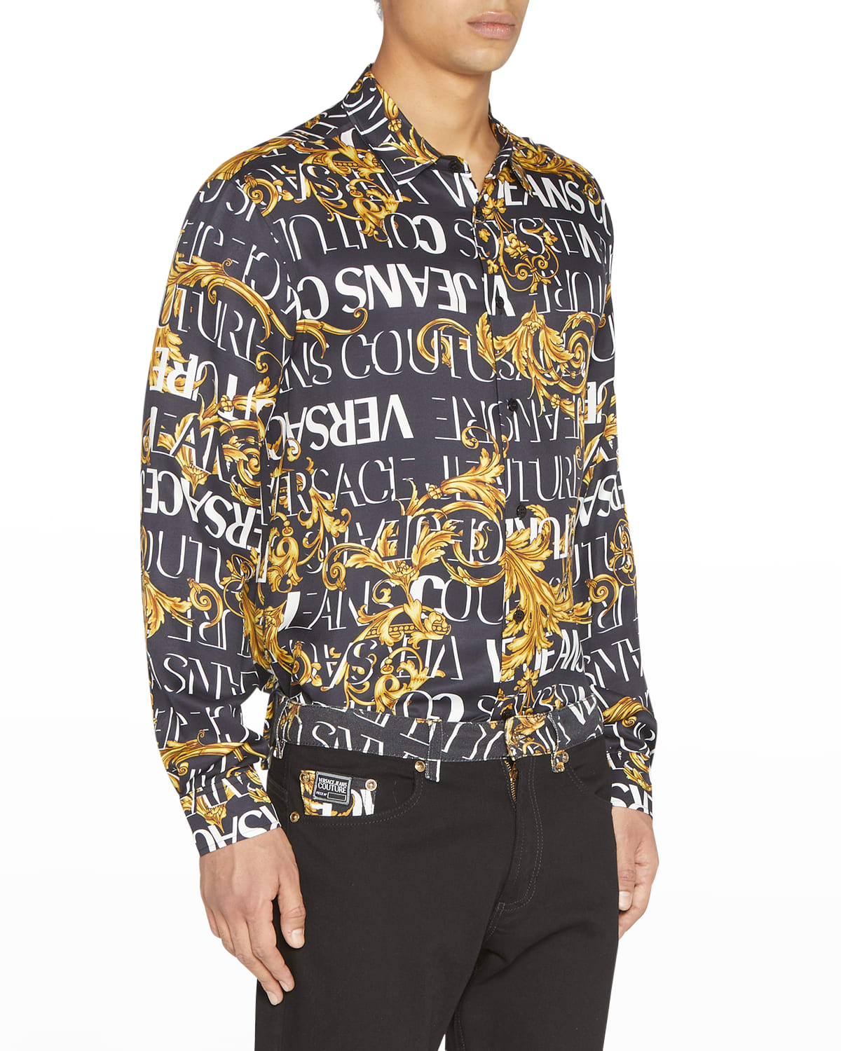 schudden ~ kant Premier Versace Jeans Couture Men's Baroque Logo Sport Shirt | Smart Closet
