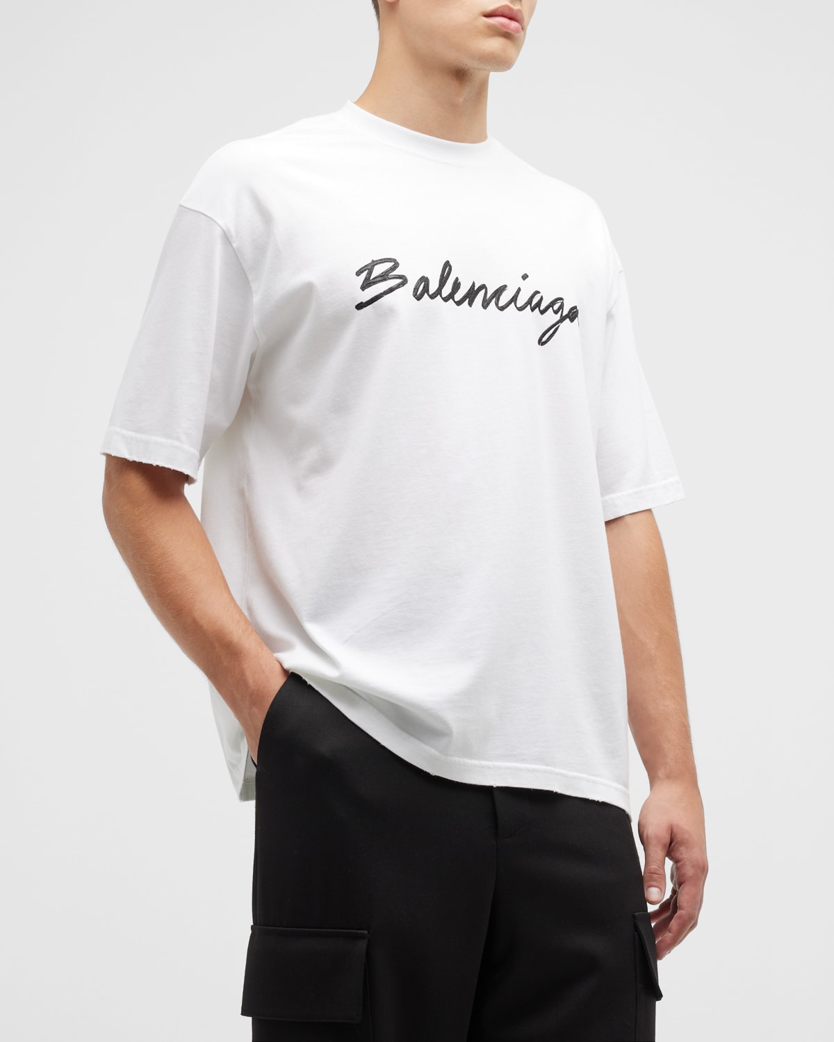 Balenciaga Men s Brush Logo T Shirt Smart Closet