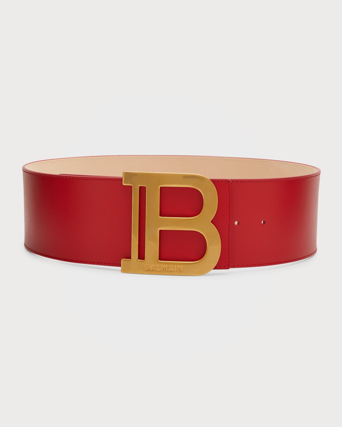 Balmain B Logo Calfskin Buckle Belt In 3bz Rouge