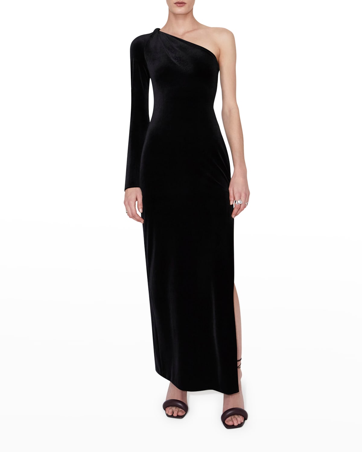 Galvan Kilter One-shoulder Column Dress In 001black