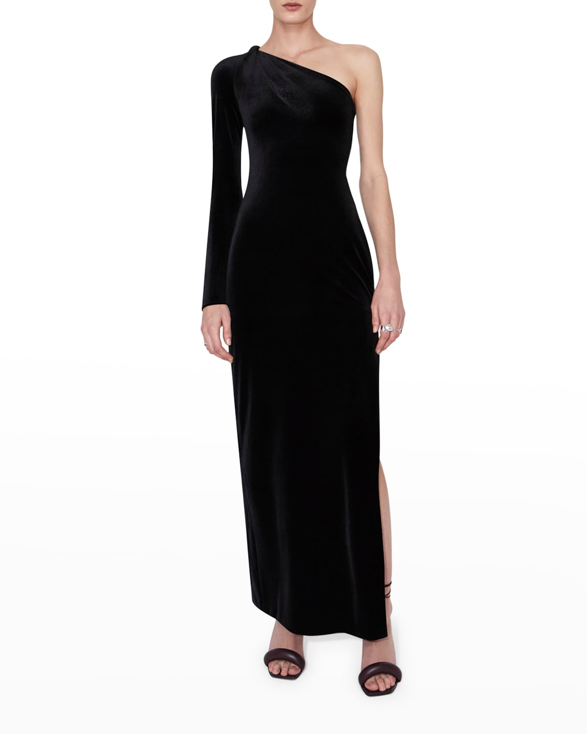 GALVAN KILTER ONE-SHOULDER COLUMN DRESS