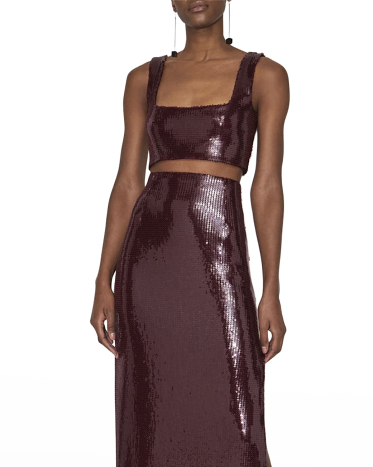 Galvan Beating Heart Sequin-embellished Stretch-woven Top In 609bloodred