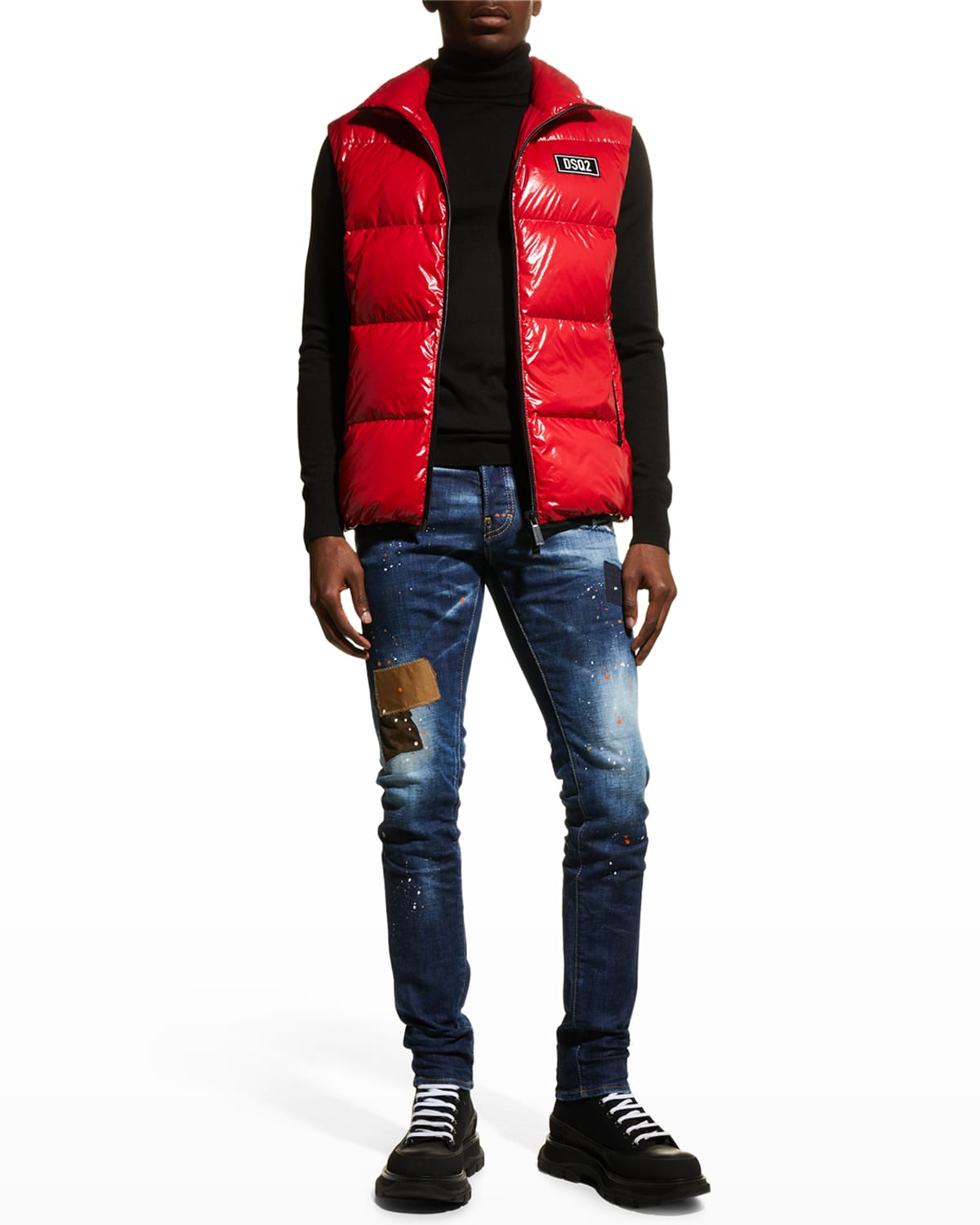 Dsquared2 D-squared2 Mans Shiny Red Nylon Vest With Logo In Berry/red