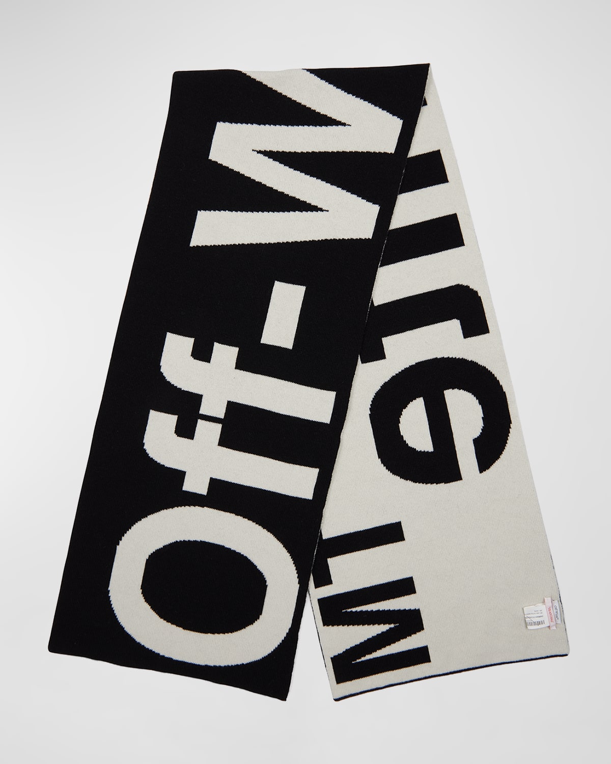 Shop Off-white Logo Ribbed Wool-cotton Scarf In Black / White