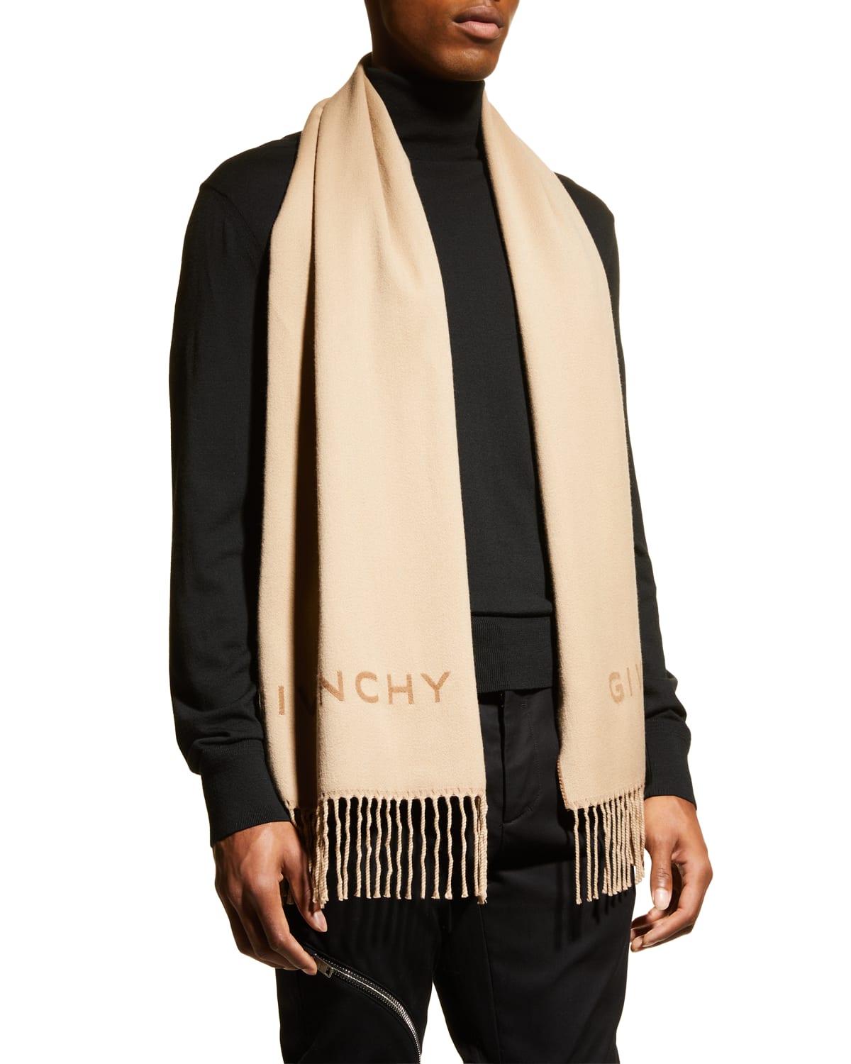 Wool And Cashmere Logo Scarf in Beige - Givenchy