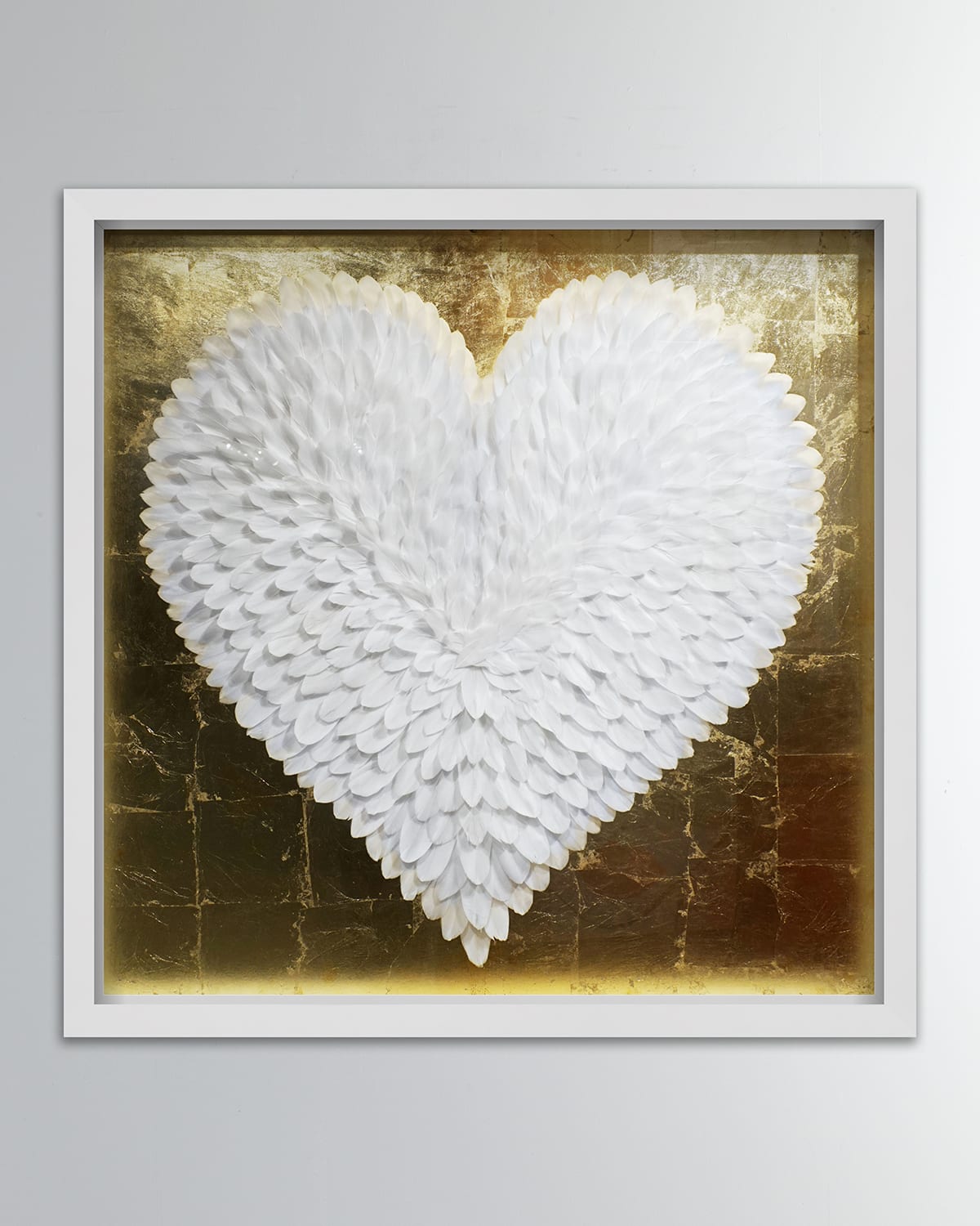 The Oliver Gal Artist Co. White And Gold Feather Heart, 32" In White