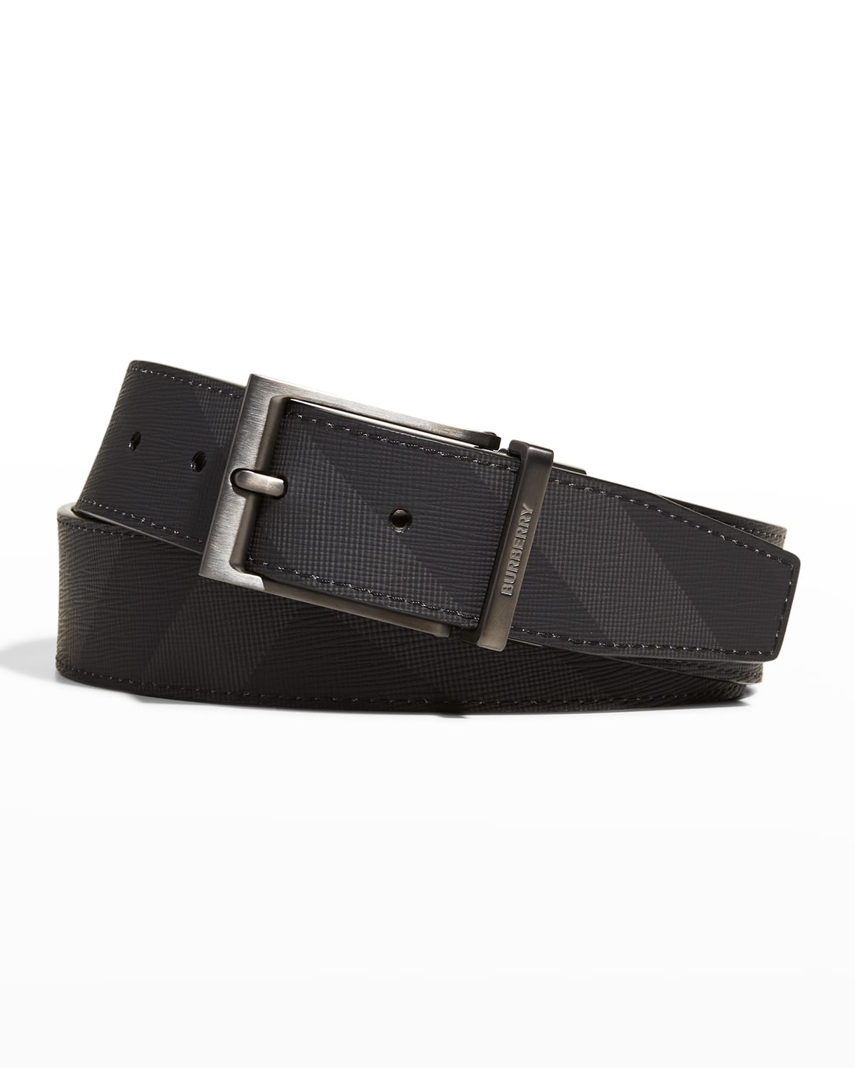 Men's Reversible Leather Check Belt
