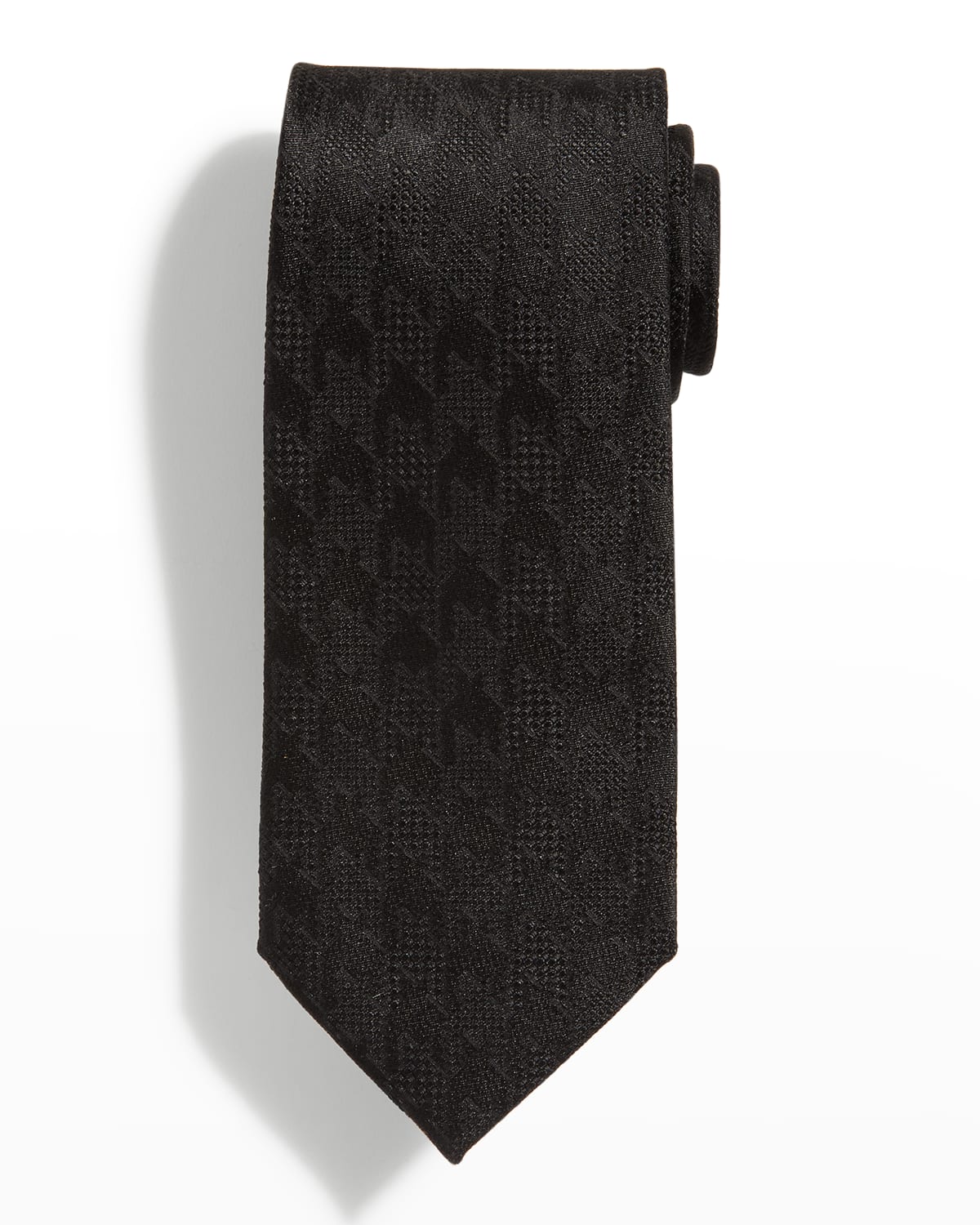 Tom Ford Men's Tonal Houndstooth Silk Tie In Blk Ck