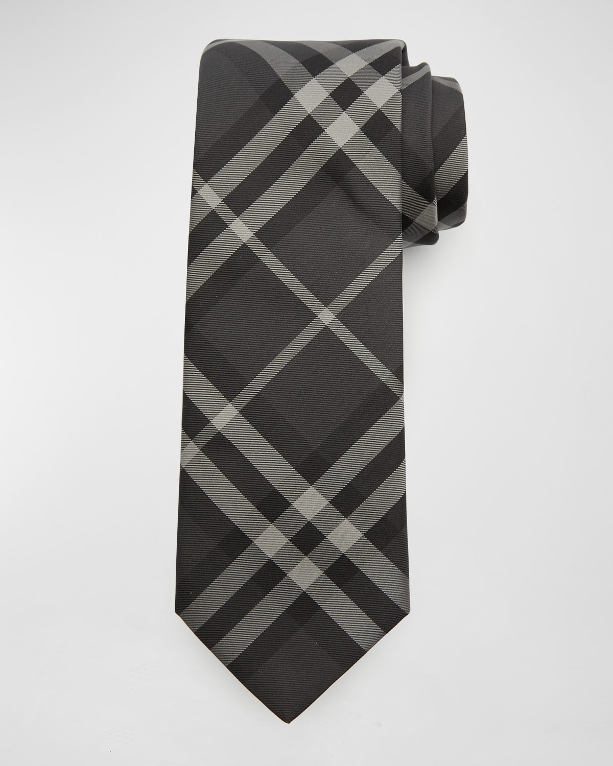 Shop Burberry Men's Manston Charcoal Check Tie