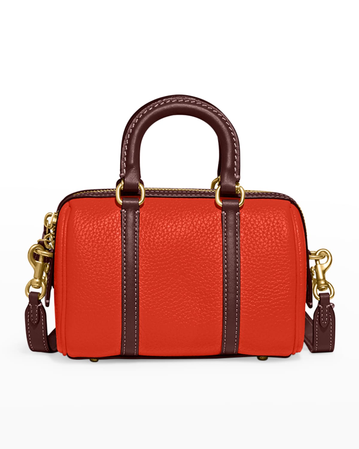 Rogue Colorblock Pebbled Leather Satchel Bag In Red Orange