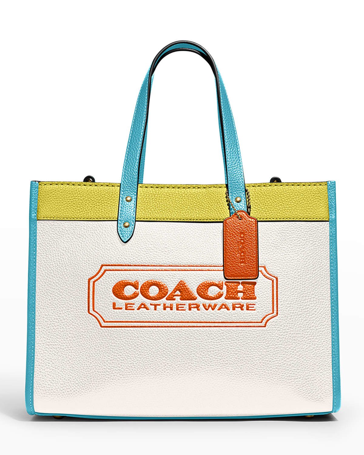 Field Logo Colorblock Pebbled Leather Tote Bag