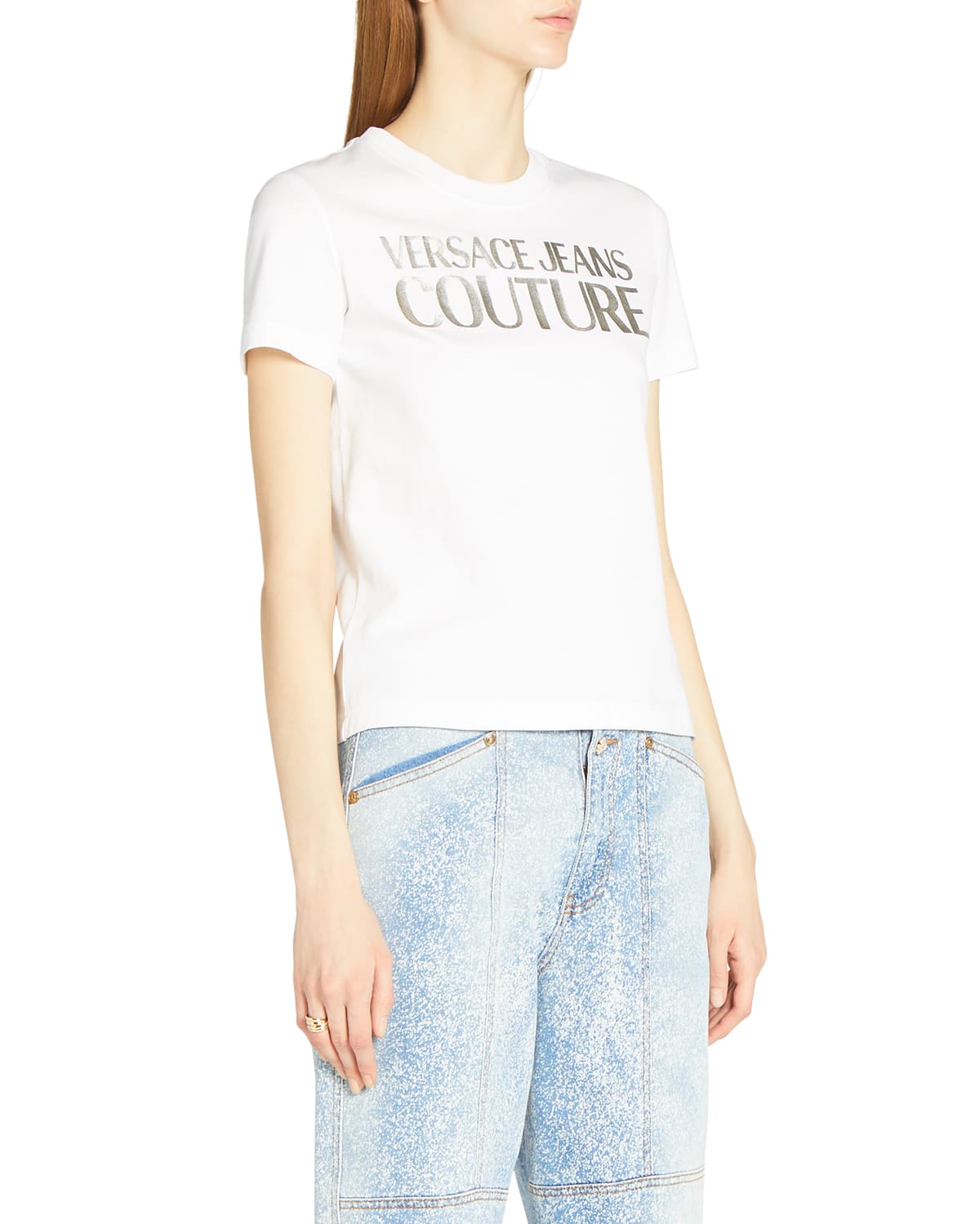 Versace Jeans Couture Straight Cropped Faded Jeans
