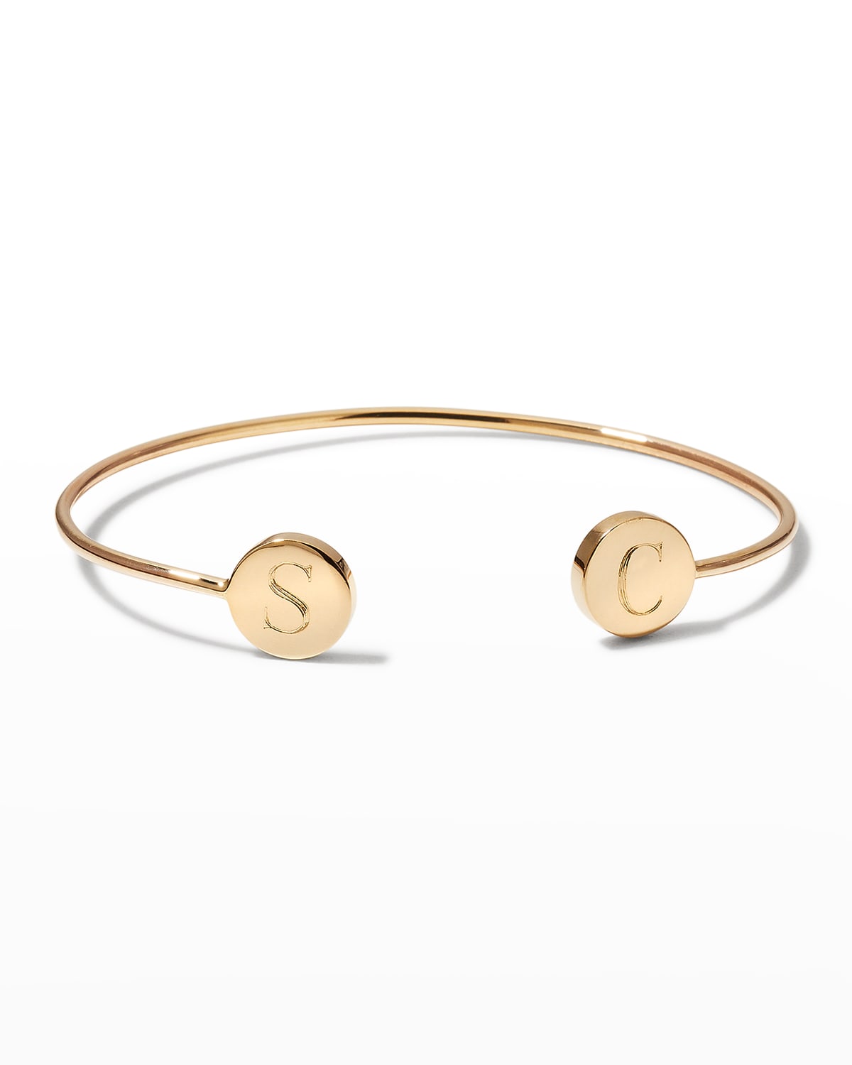 Elle 14K Gold Double Initial Bangle