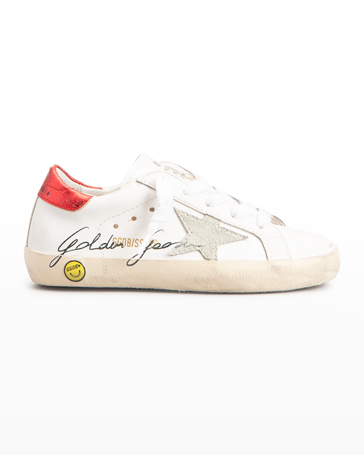 Golden Goose Girl's Super Star Suede Sneakers, Toddlers/kids In White Ice/red/blk