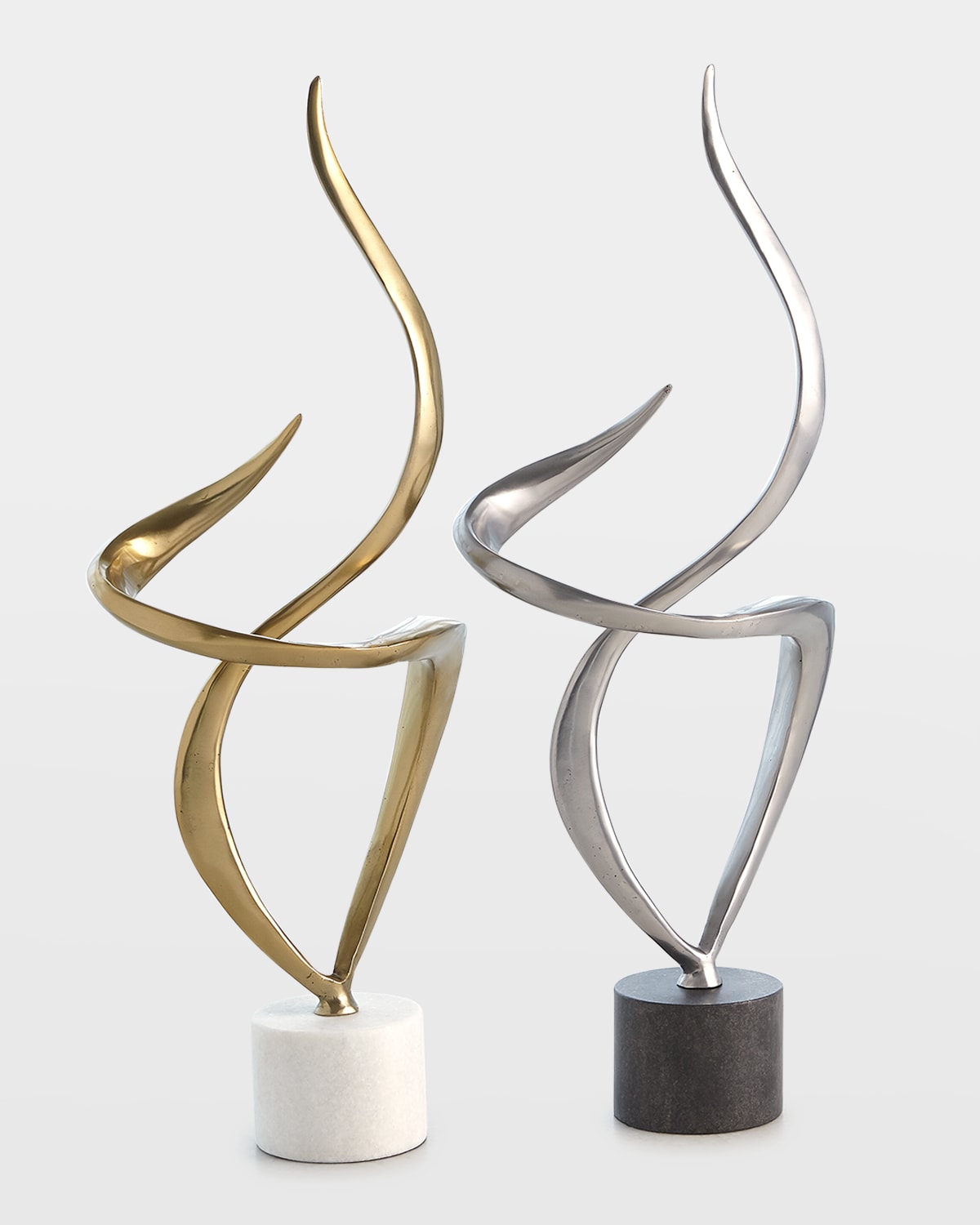 Global Views Swirl Sculpture In Antique Nicke