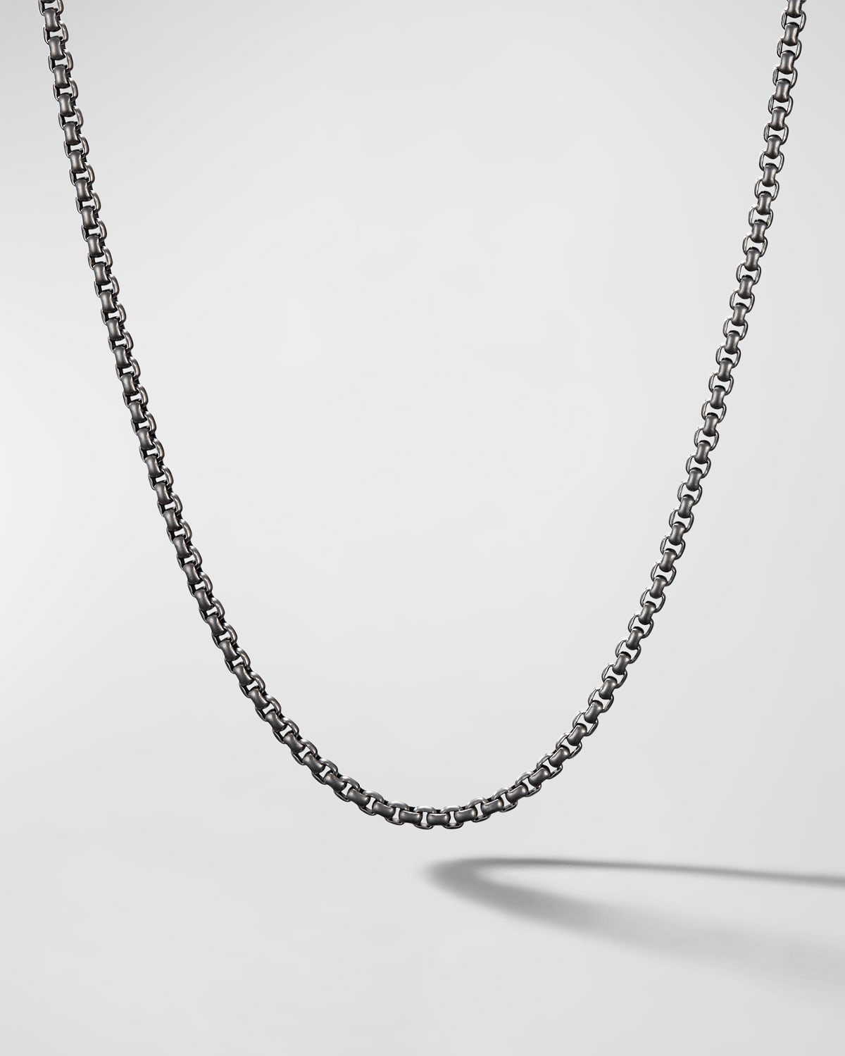 Men's Box Chain Necklace in Darkened Stainless Steel, 2.7mm, 20"L