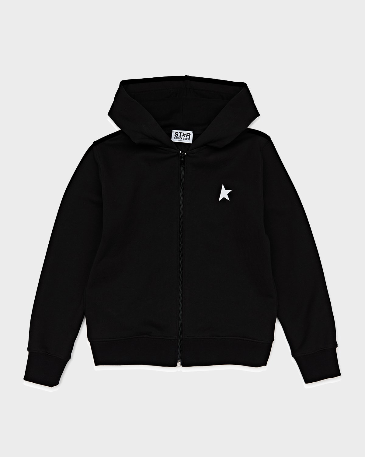 Shop Golden Goose Boy's Star Zip Up Hoodie In Black/white