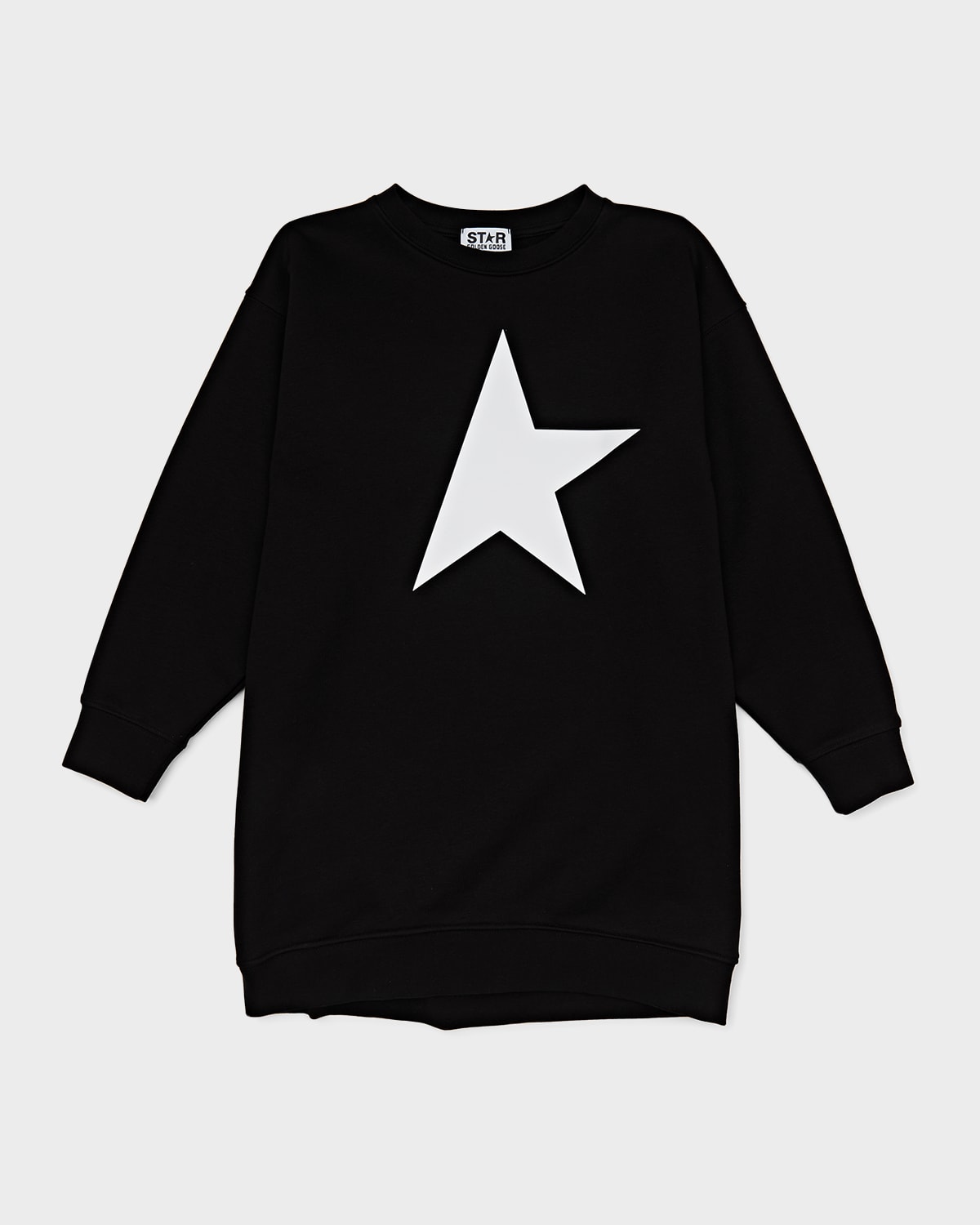 Shop Golden Goose Girl's Star-print Sweatshirt Dress In Black/white