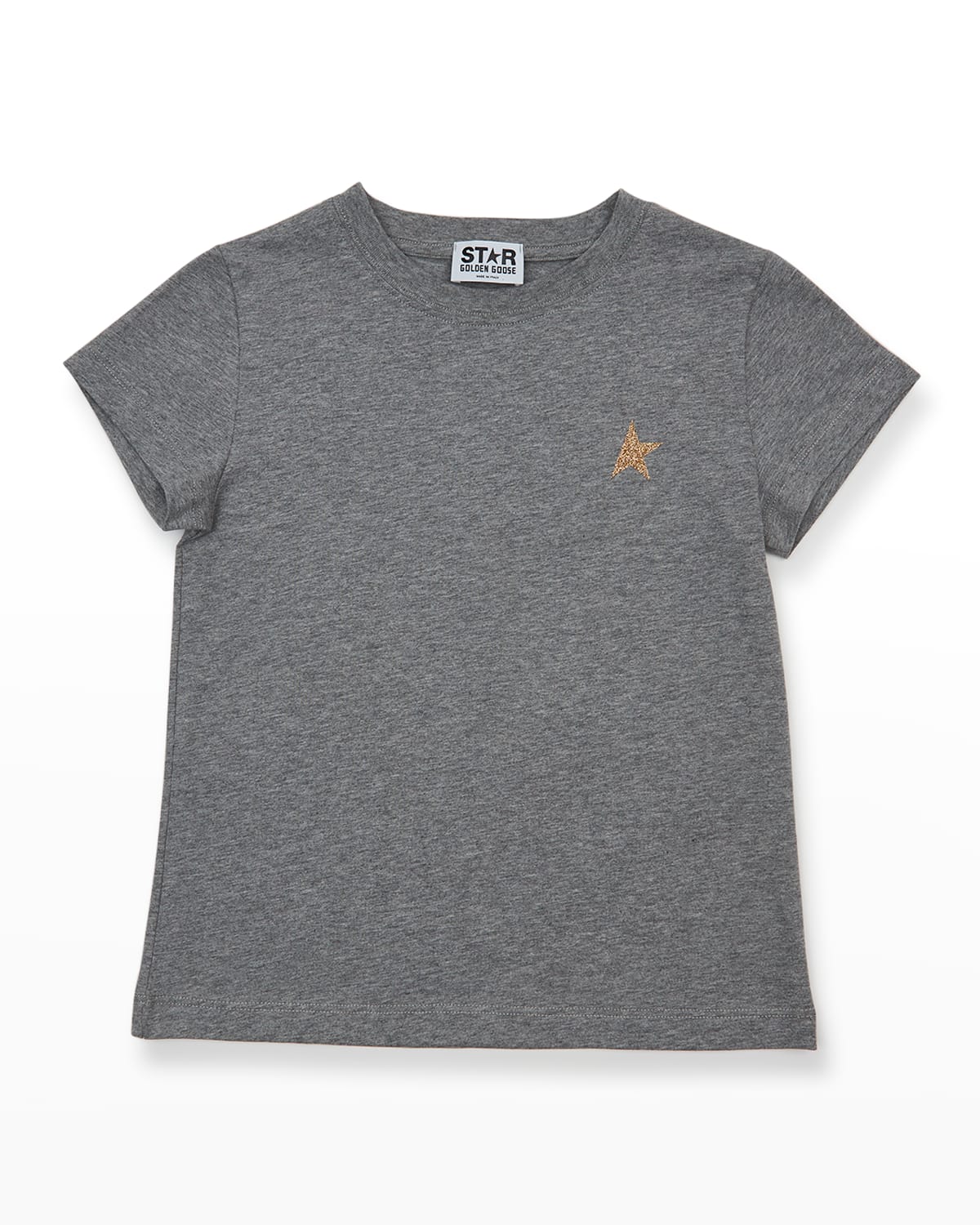 Golden Goose Kids' Girl's Star T-shirt In Grey Melange/gold